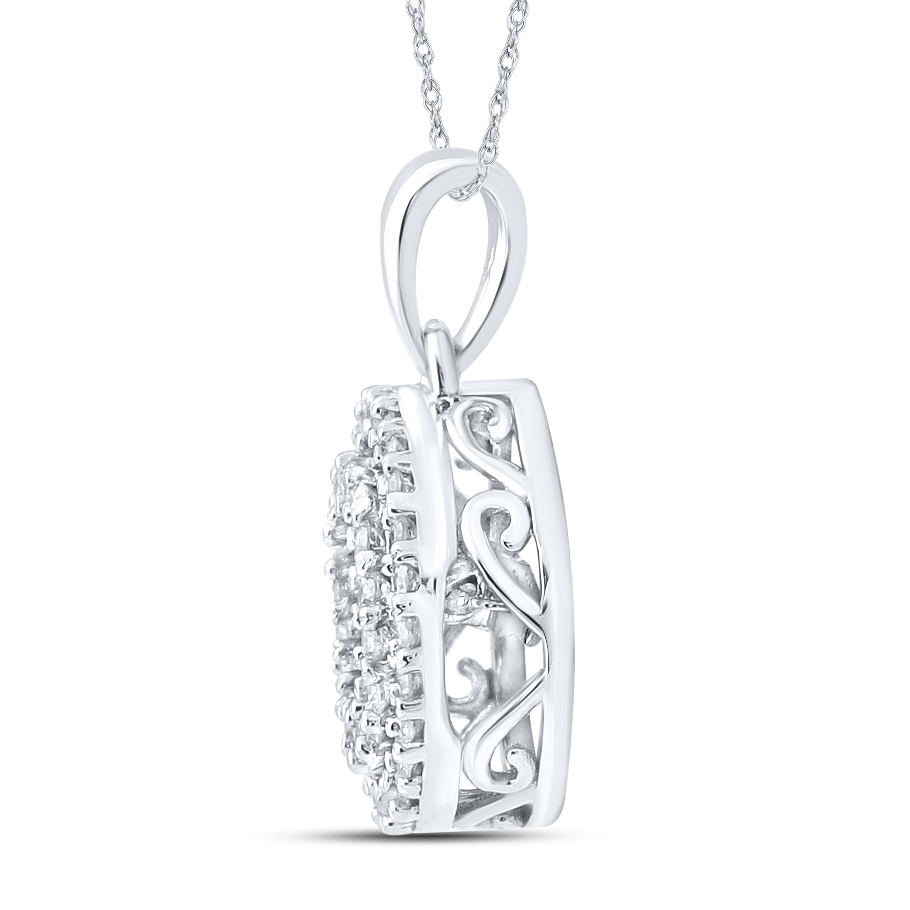 10kt White Gold 0.33 CTW Natural Diamond  Pendant with 18-inch Chain