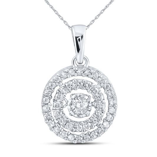 10kt White Gold 0.33 CTW Natural Diamond  Pendant with 18-inch Chain