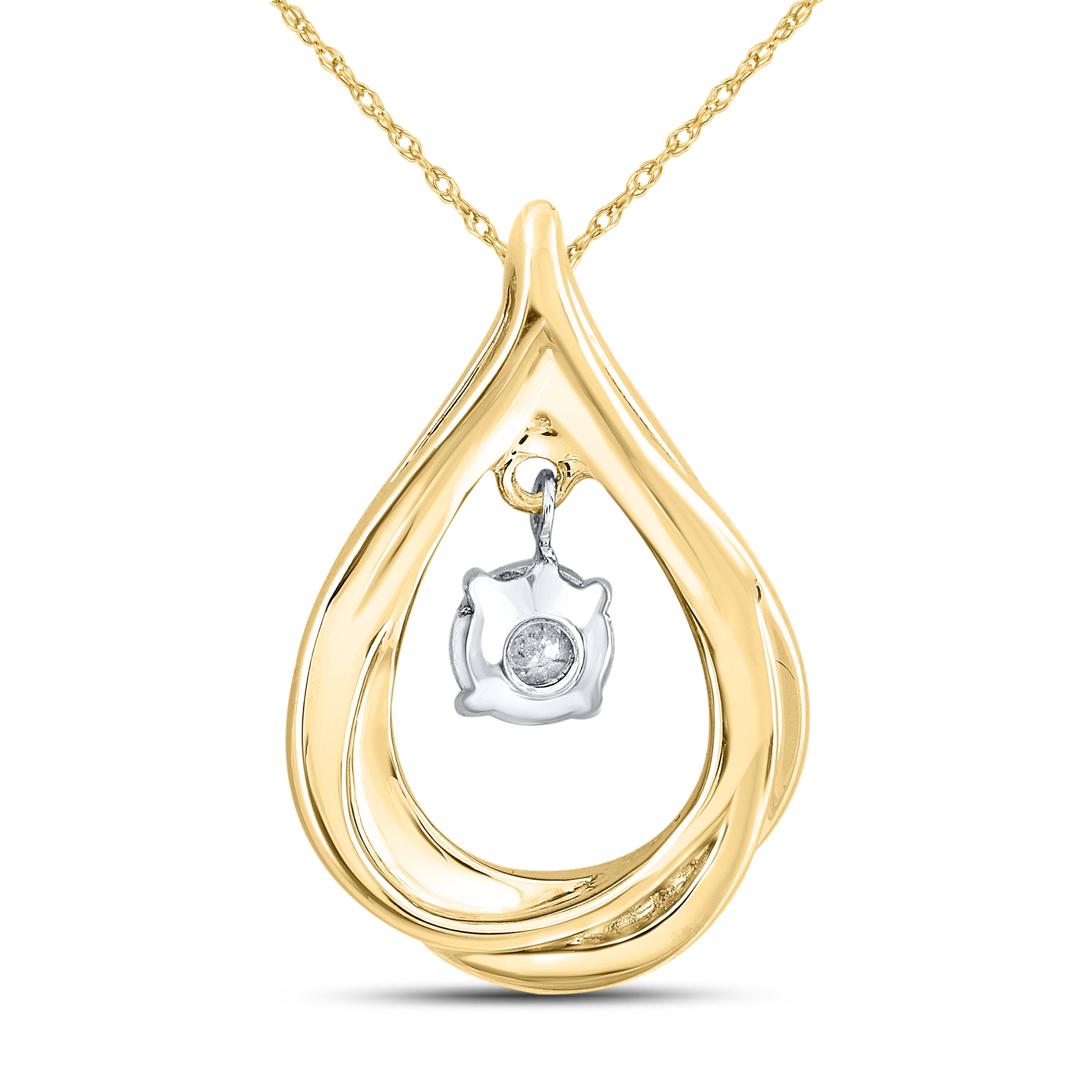 10kt Yellow Gold 0.16 CTW Natural Diamond  Pendant with 18-inch Chain