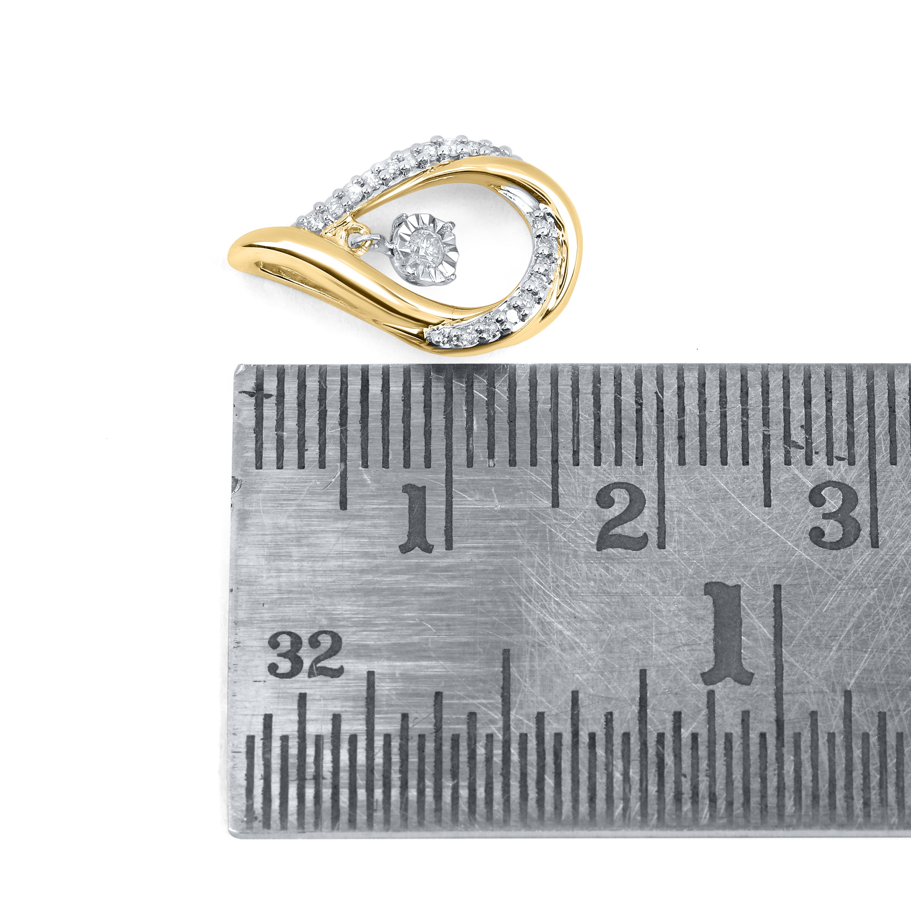 10kt Yellow Gold 0.16 CTW Natural Diamond  Pendant with 18-inch Chain