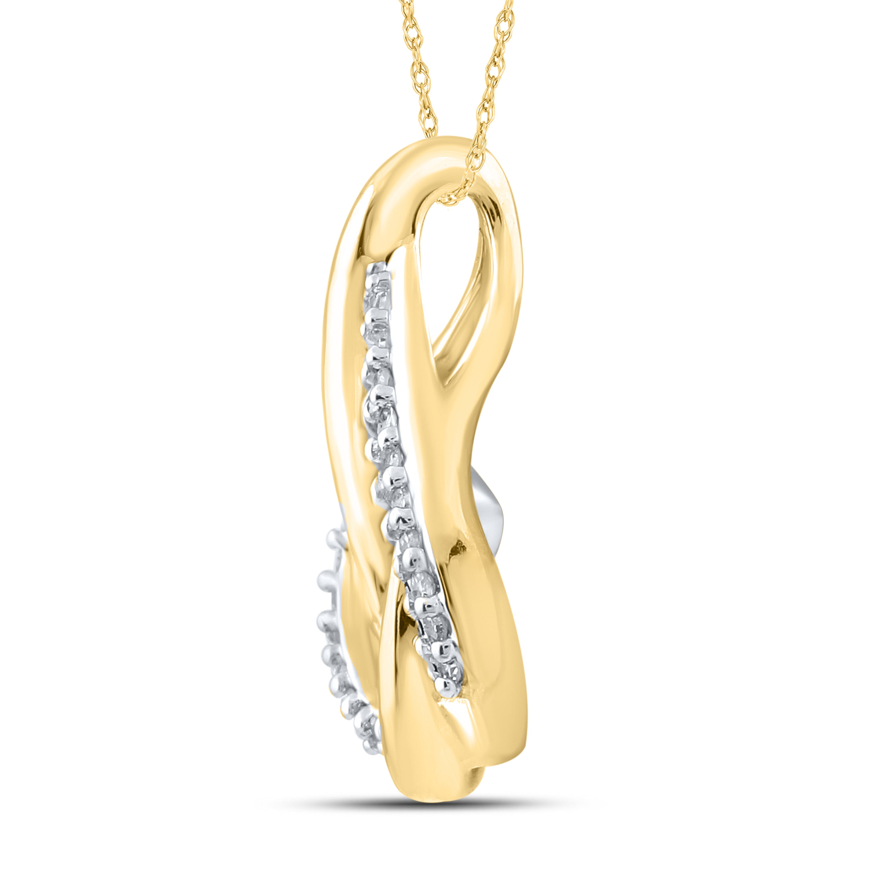 10kt Yellow Gold 0.16 CTW Natural Diamond  Pendant with 18-inch Chain