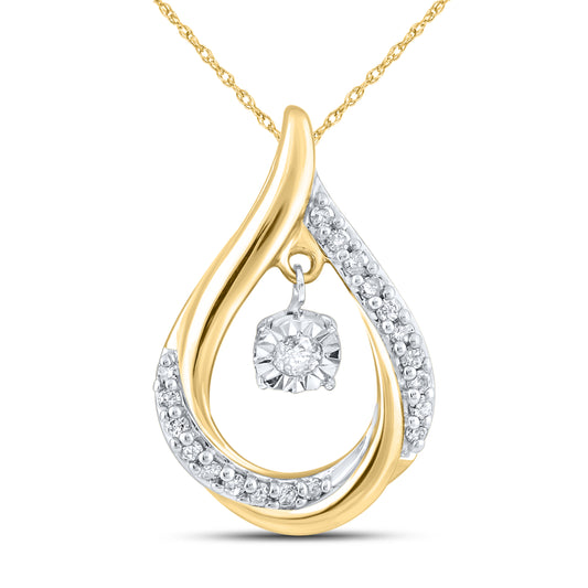 10kt Yellow Gold 0.16 CTW Natural Diamond  Pendant with 18-inch Chain