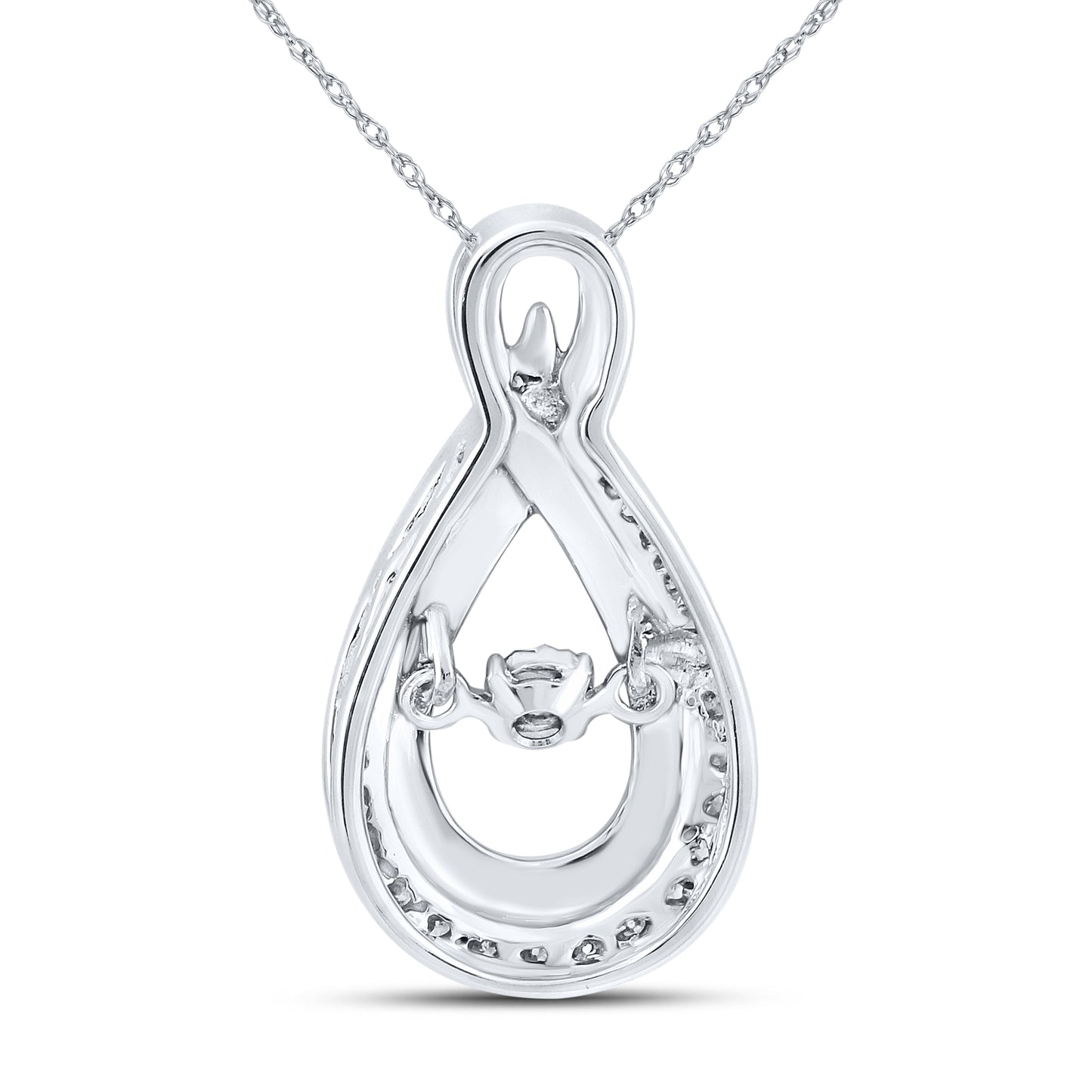 10kt White Gold 0.16 CTW Natural Diamond  Pendant with 18-inch Chain