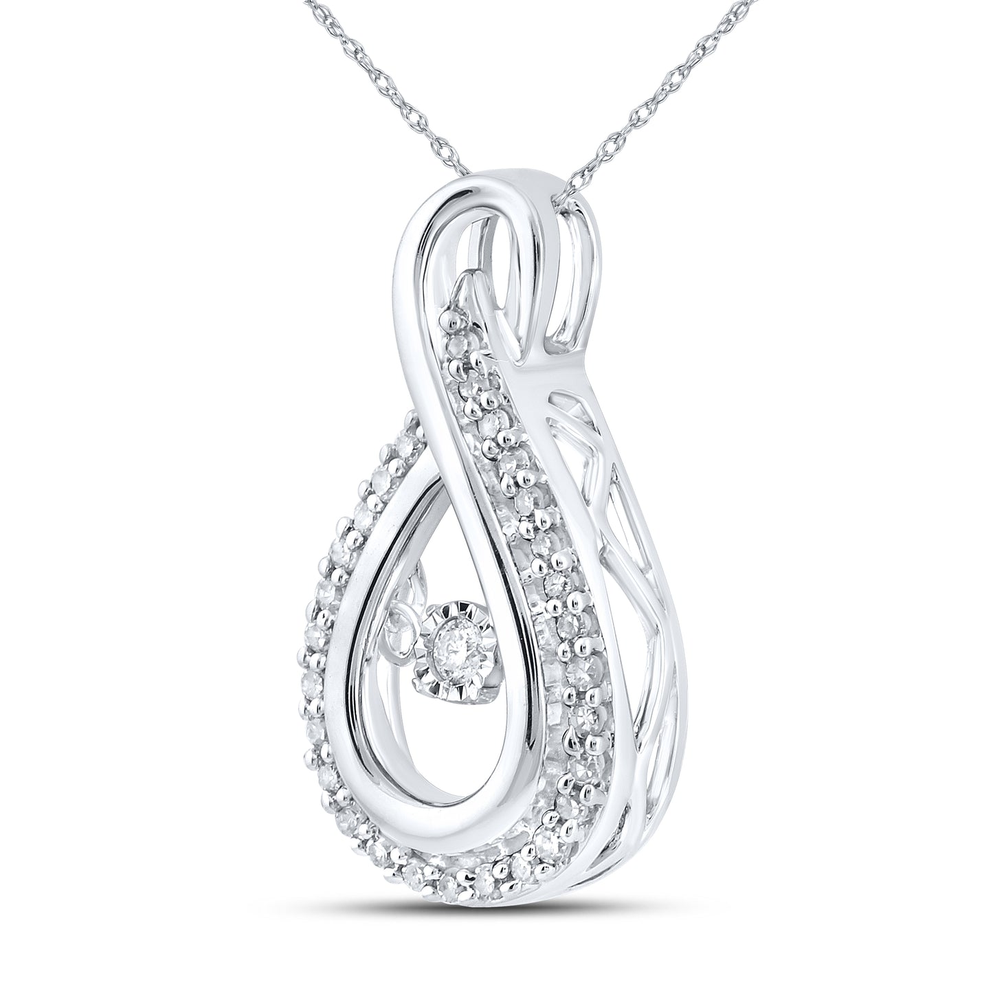 10kt White Gold 0.16 CTW Natural Diamond  Pendant with 18-inch Chain