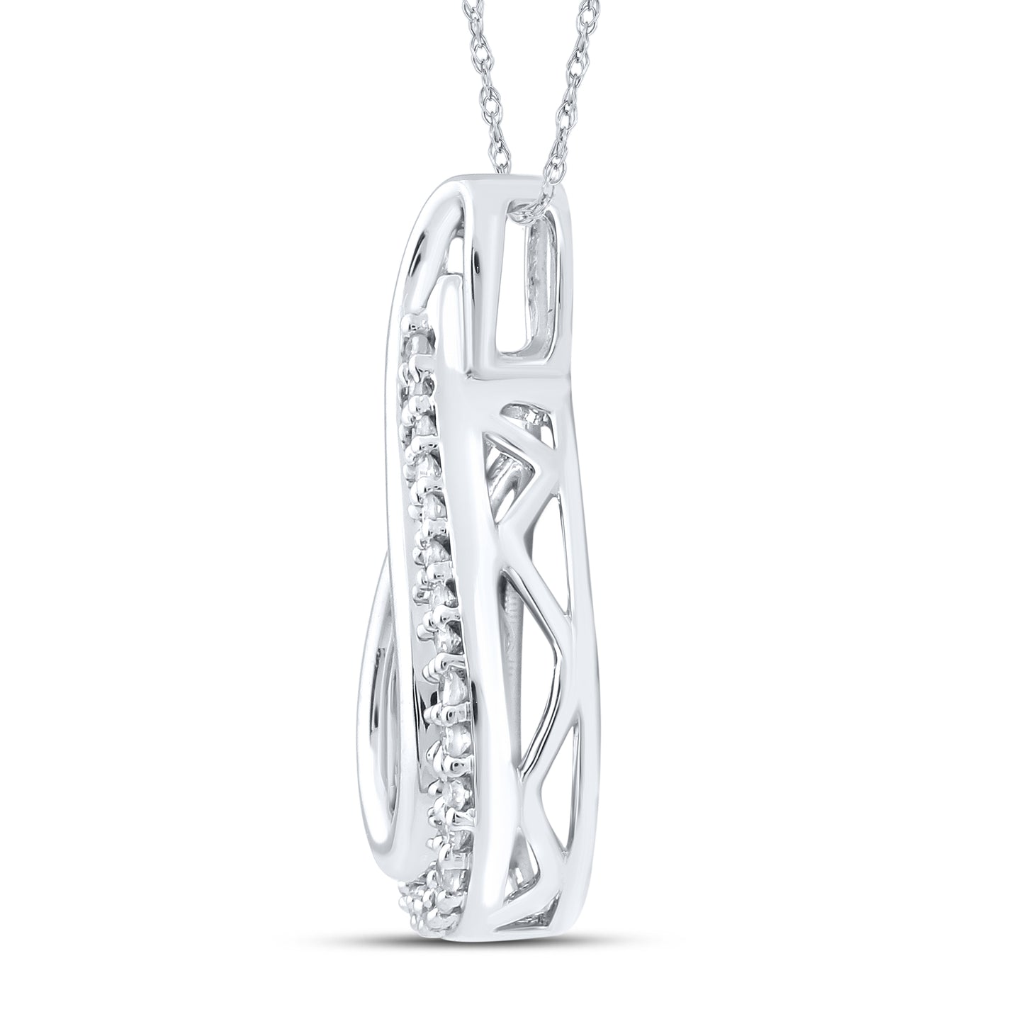 10kt White Gold 0.16 CTW Natural Diamond  Pendant with 18-inch Chain