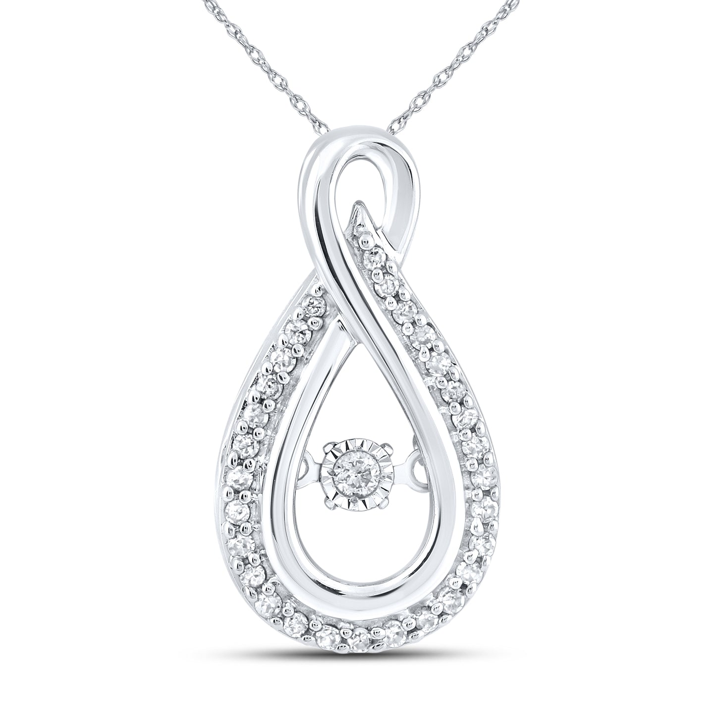 10kt White Gold 0.16 CTW Natural Diamond  Pendant with 18-inch Chain