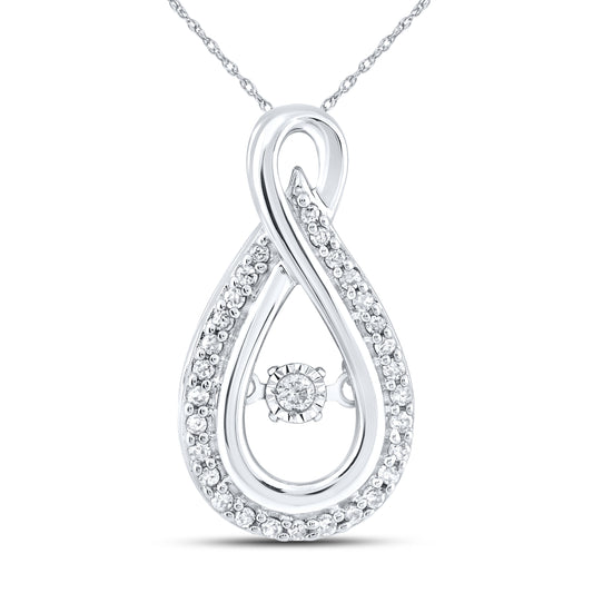 10kt White Gold 0.16 CTW Natural Diamond  Pendant with 18-inch Chain