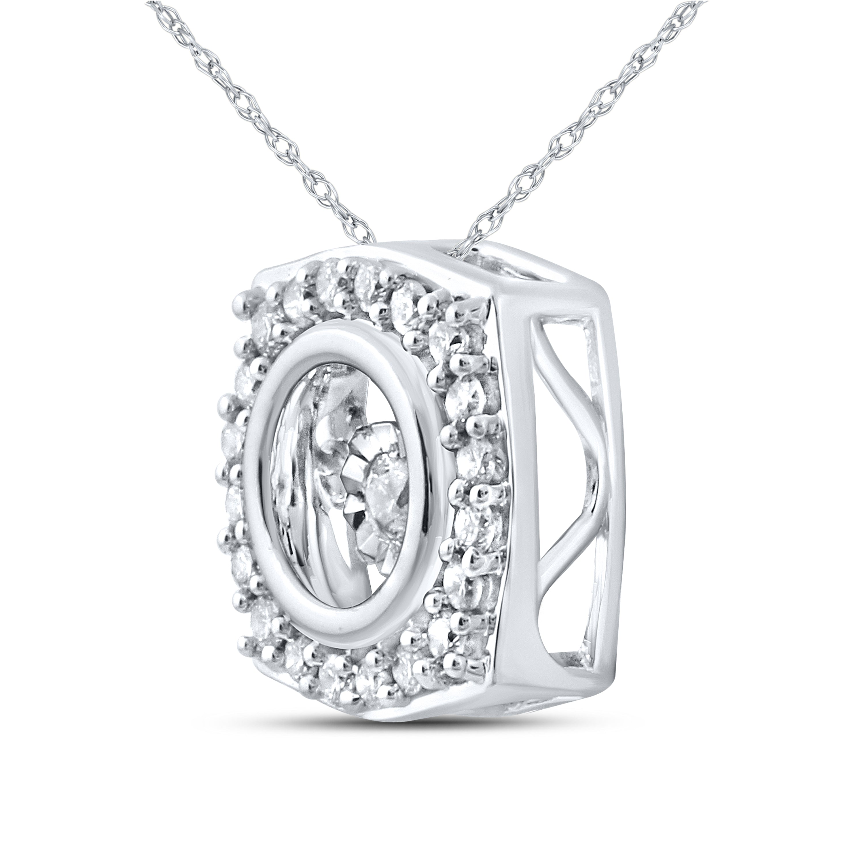 10kt White Gold 0.20 CTW Natural Diamond  Pendant with 18-inch Chain