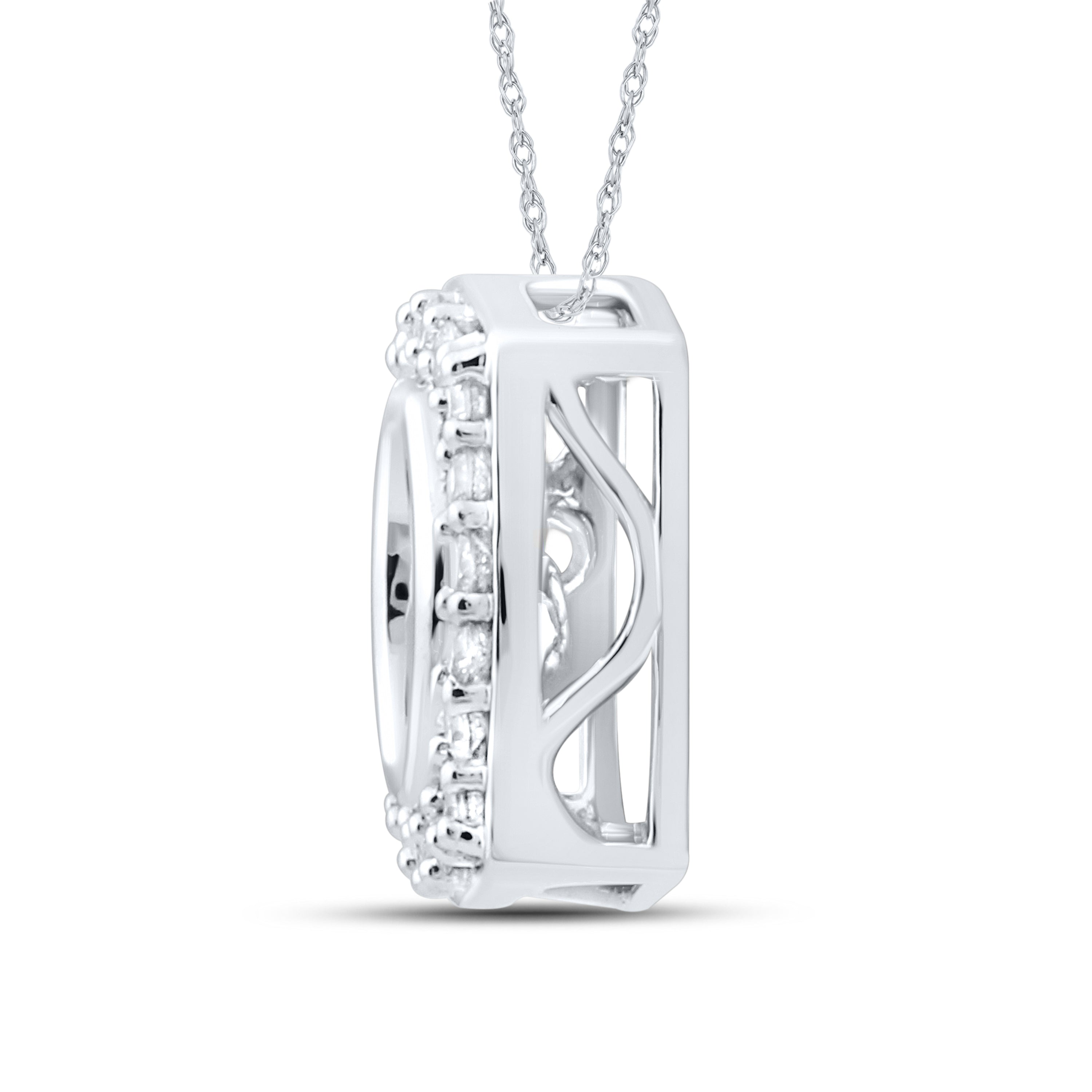 10kt White Gold 0.20 CTW Natural Diamond  Pendant with 18-inch Chain