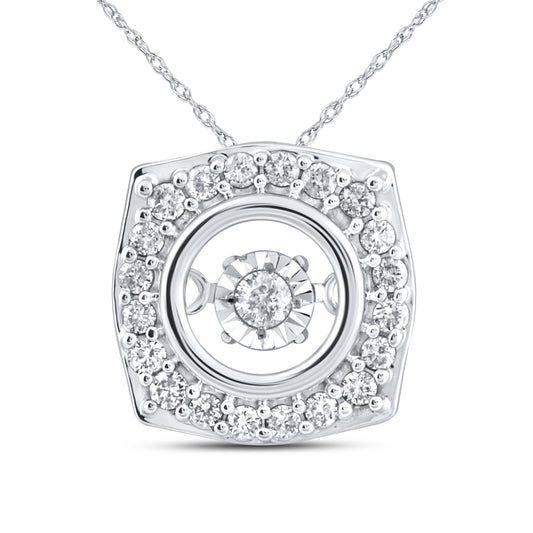 10kt White Gold 0.20 CTW Natural Diamond  Pendant with 18-inch Chain