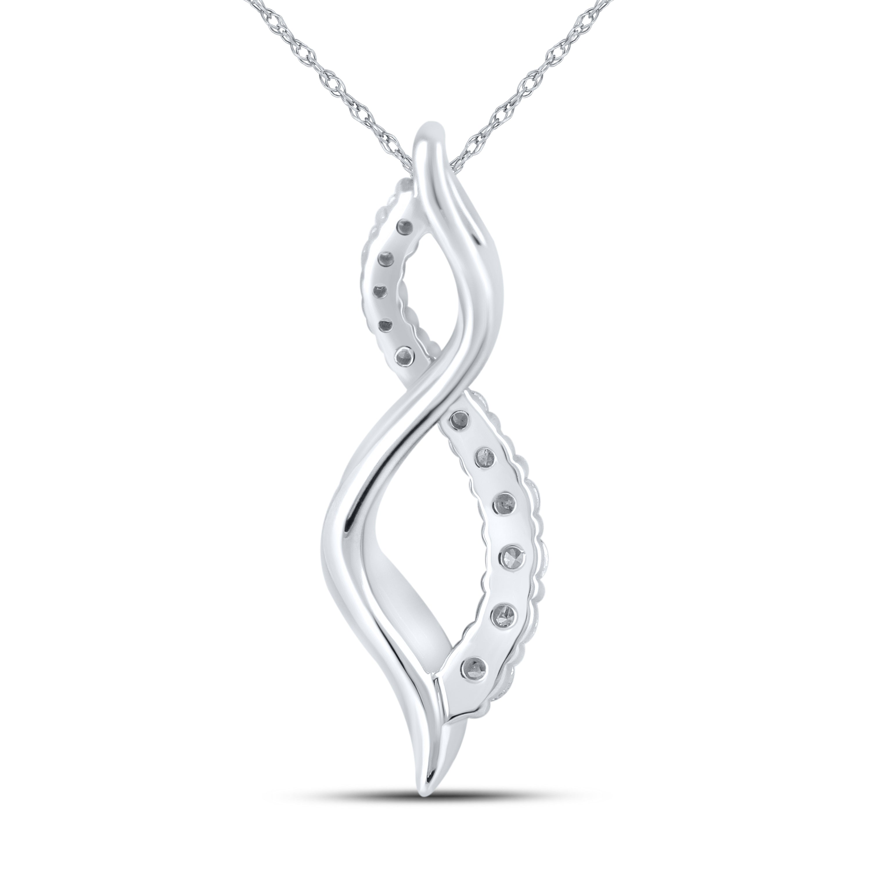 10kt White Gold 0.25 CTW Natural Diamond  Pendant with 18-inch Chain