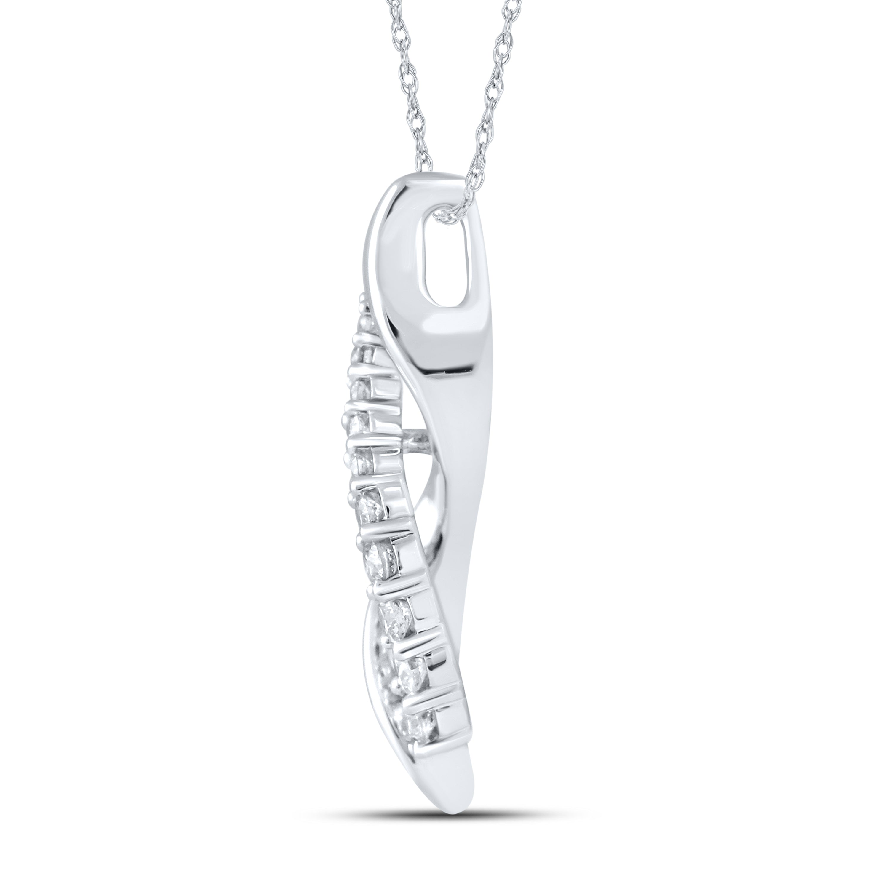 10kt White Gold 0.25 CTW Natural Diamond  Pendant with 18-inch Chain