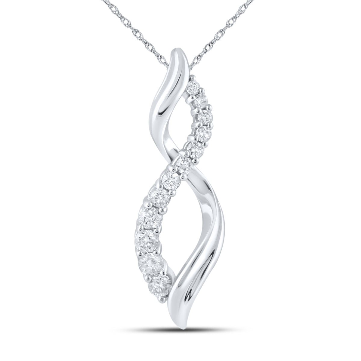10kt White Gold 0.25 CTW Natural Diamond  Pendant with 18-inch Chain