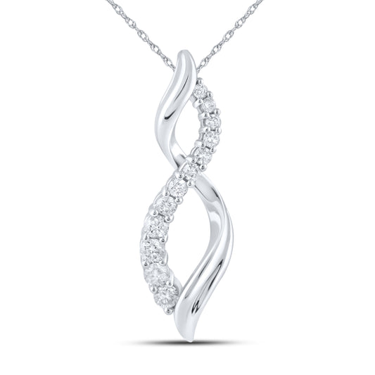 10kt White Gold 0.25 CTW Natural Diamond  Pendant with 18-inch Chain