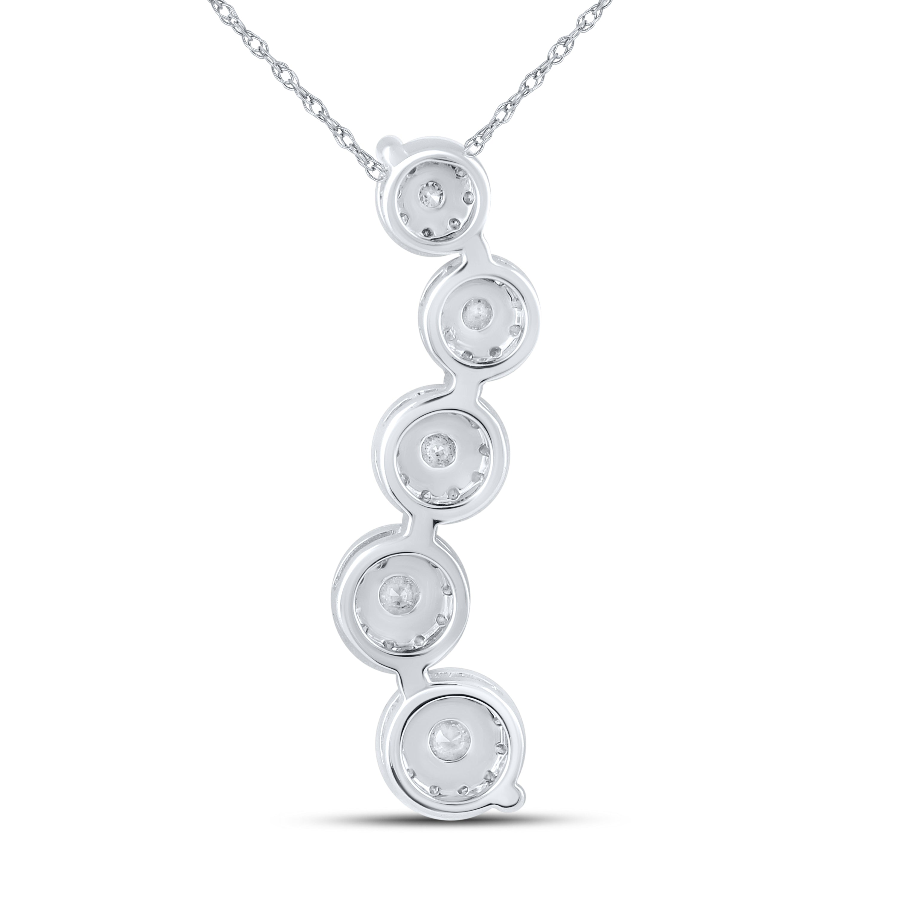 14kt White Gold 0.50 CTW Natural Diamond  Pendant with 18-inch Chain