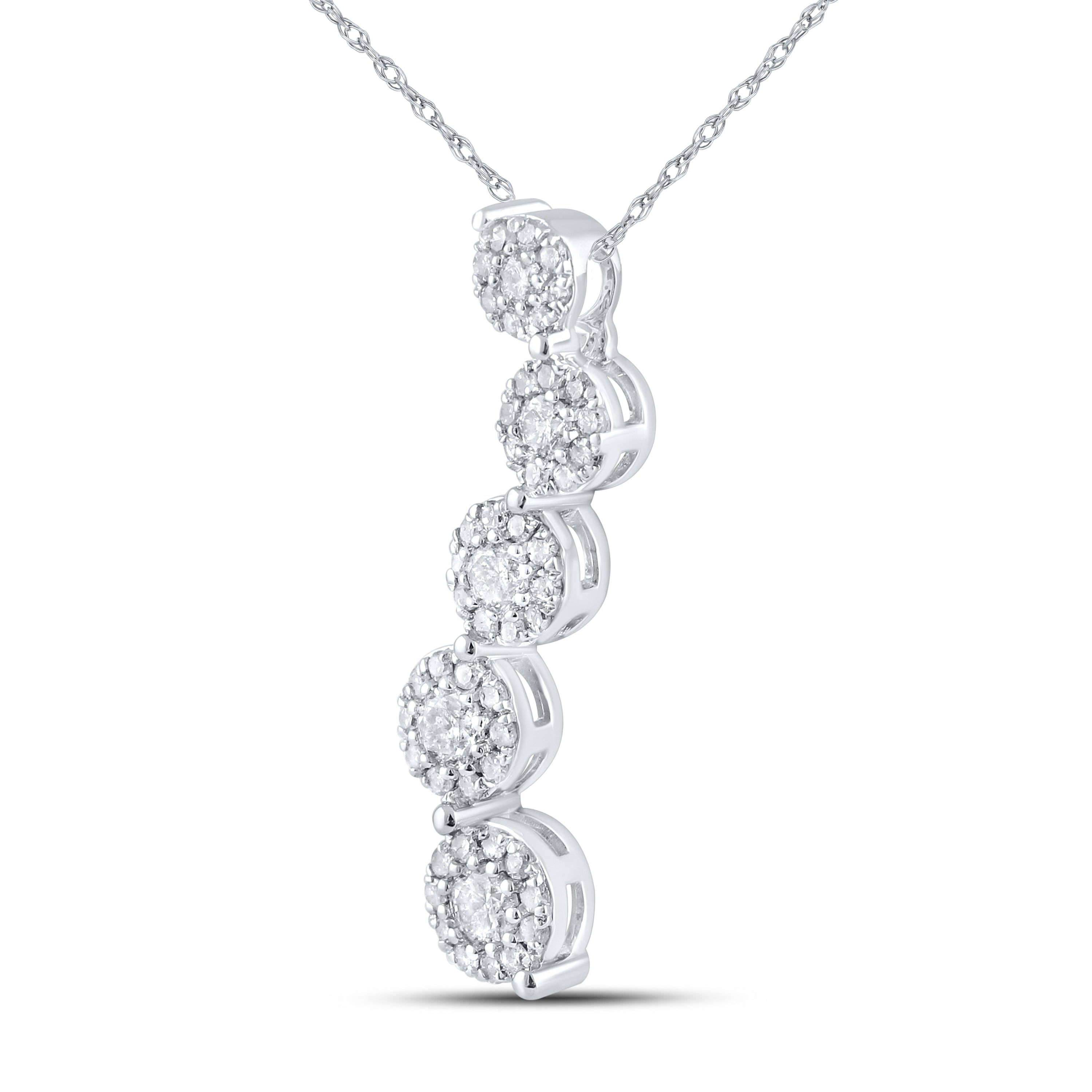 14kt White Gold 0.50 CTW Natural Diamond  Pendant with 18-inch Chain