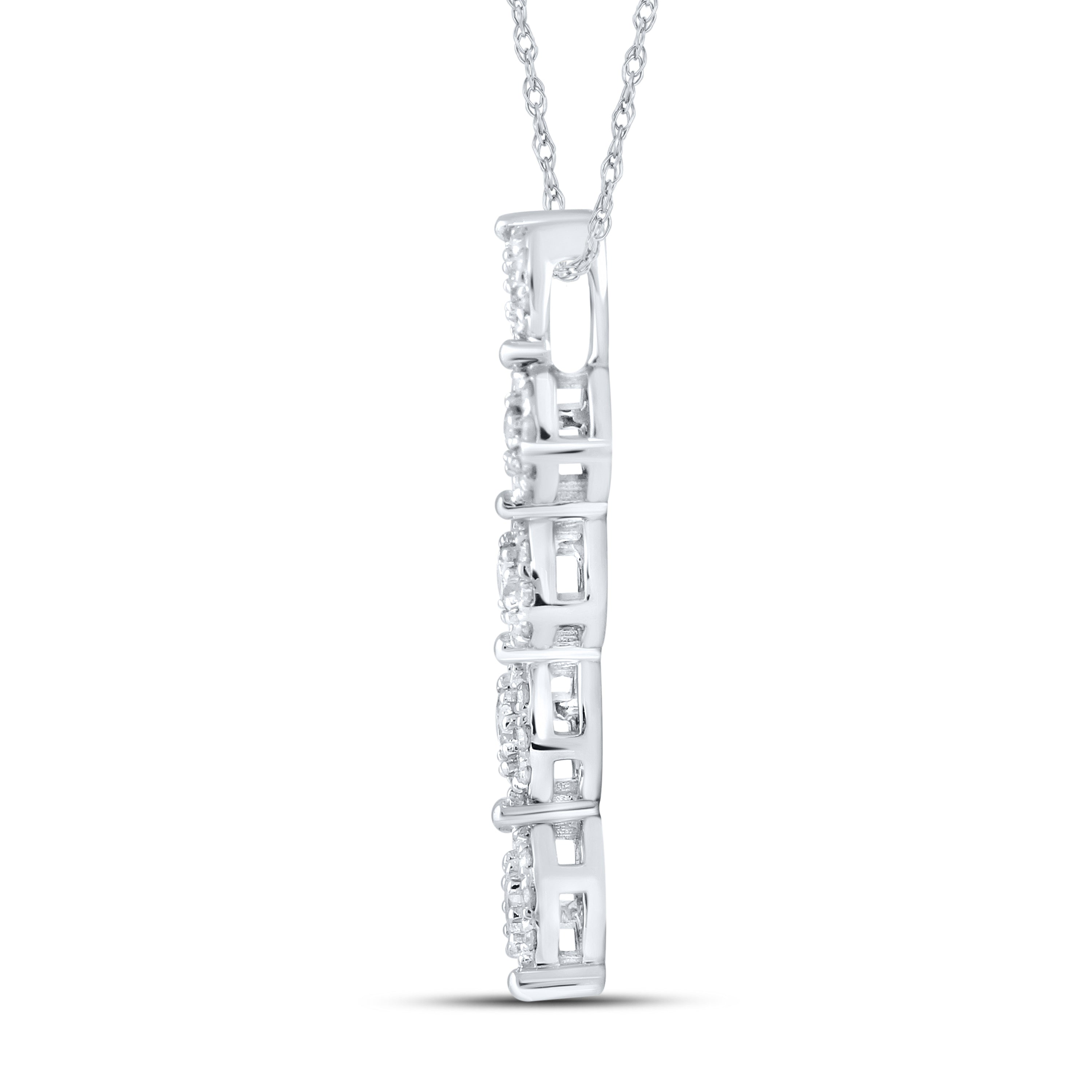 14kt White Gold 0.50 CTW Natural Diamond  Pendant with 18-inch Chain