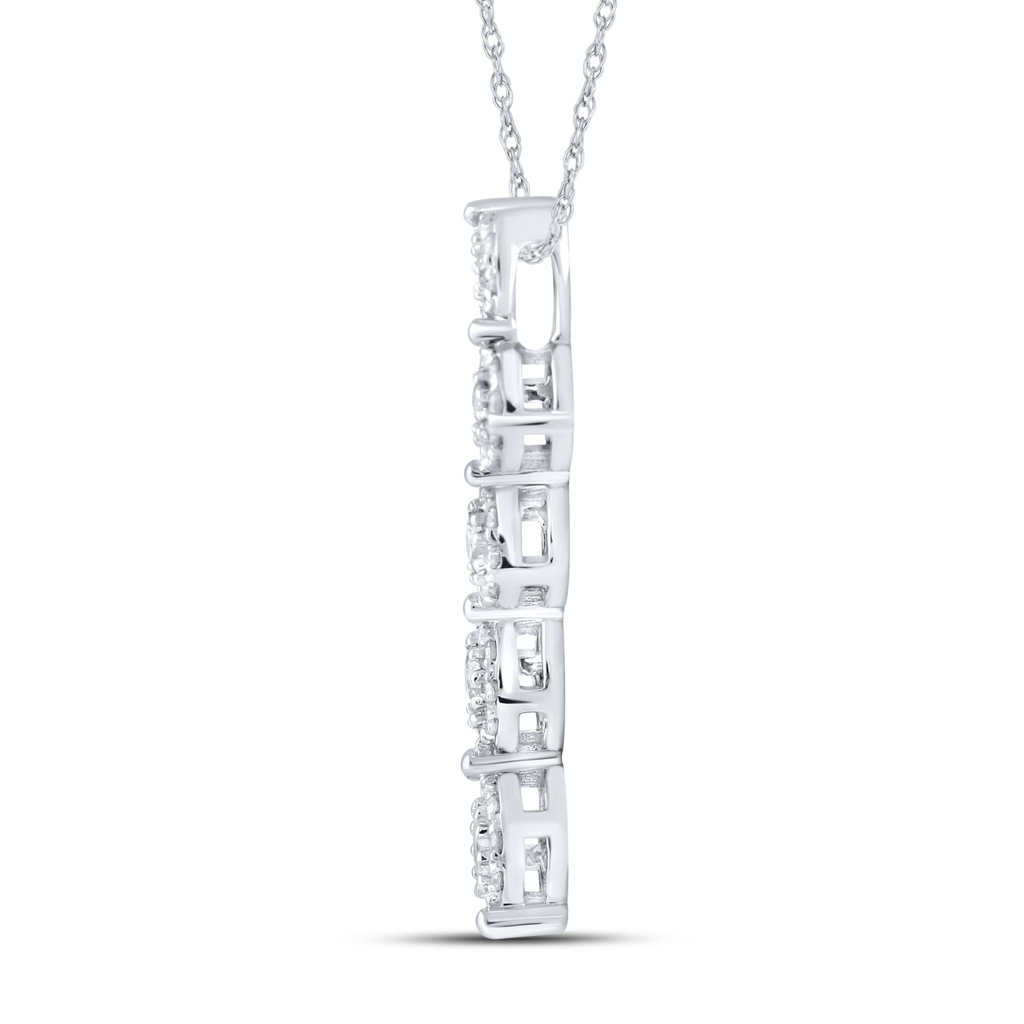 14kt White Gold 0.50 CTW Natural Diamond  Pendant with 18-inch Chain