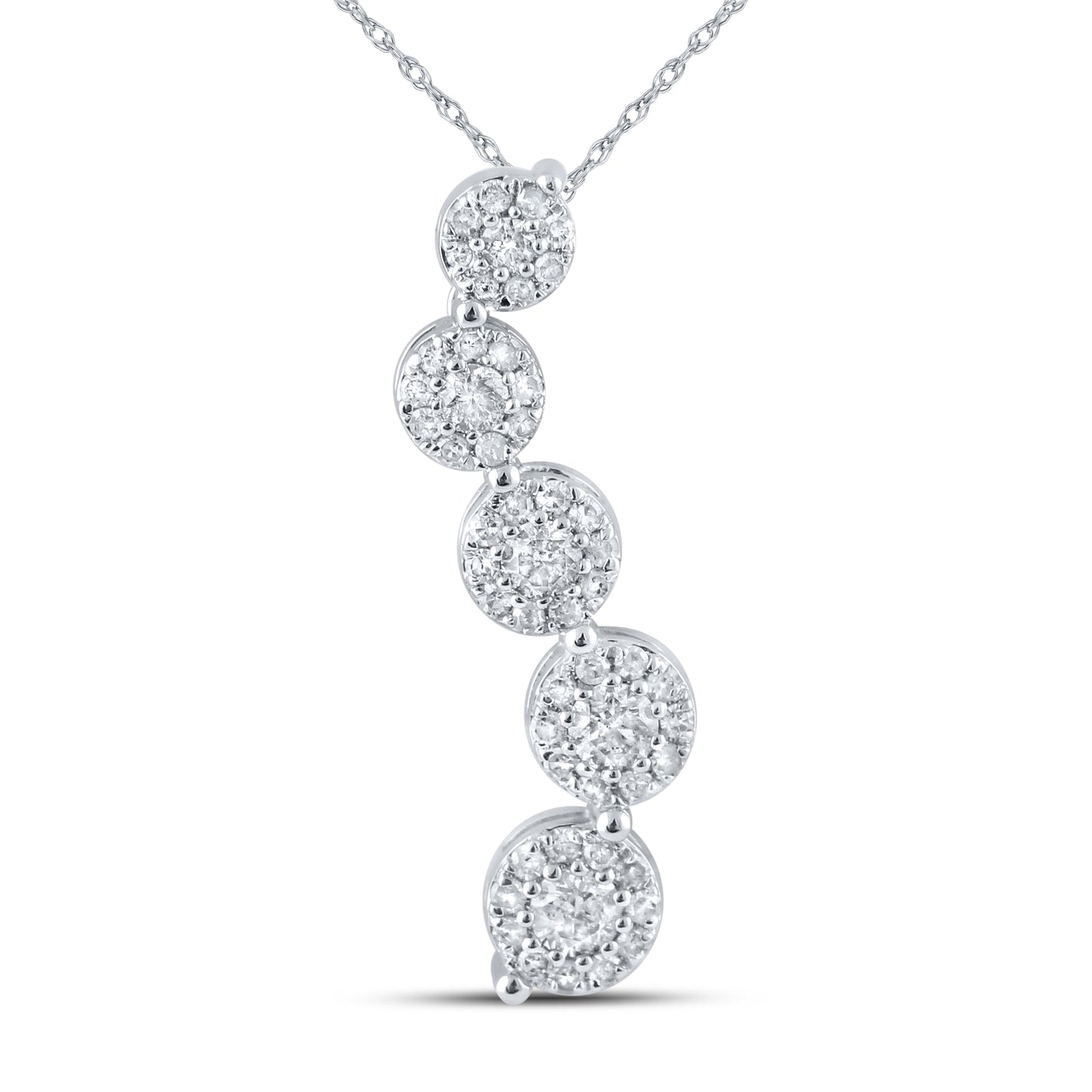 14kt White Gold 0.50 CTW Natural Diamond  Pendant with 18-inch Chain