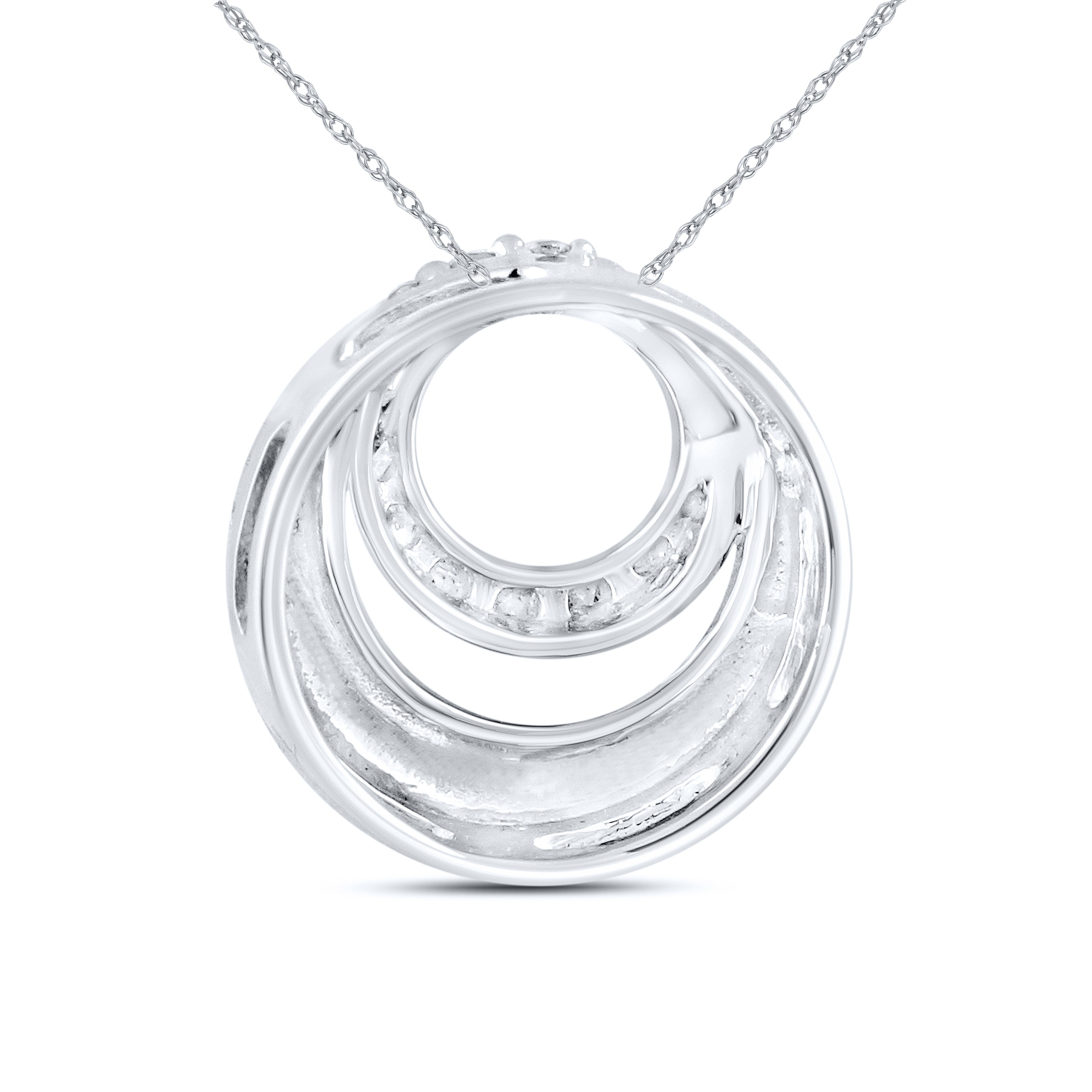 10kt White Gold 0.10 CTW Natural Diamond  Pendant with 18-inch Chain