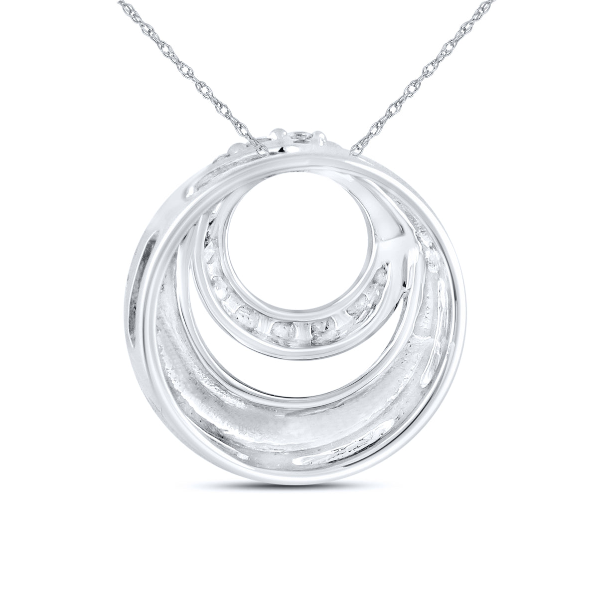 10kt White Gold 0.10 CTW Natural Diamond  Pendant with 18-inch Chain