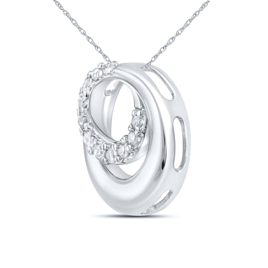 10kt White Gold 0.10 CTW Natural Diamond  Pendant with 18-inch Chain