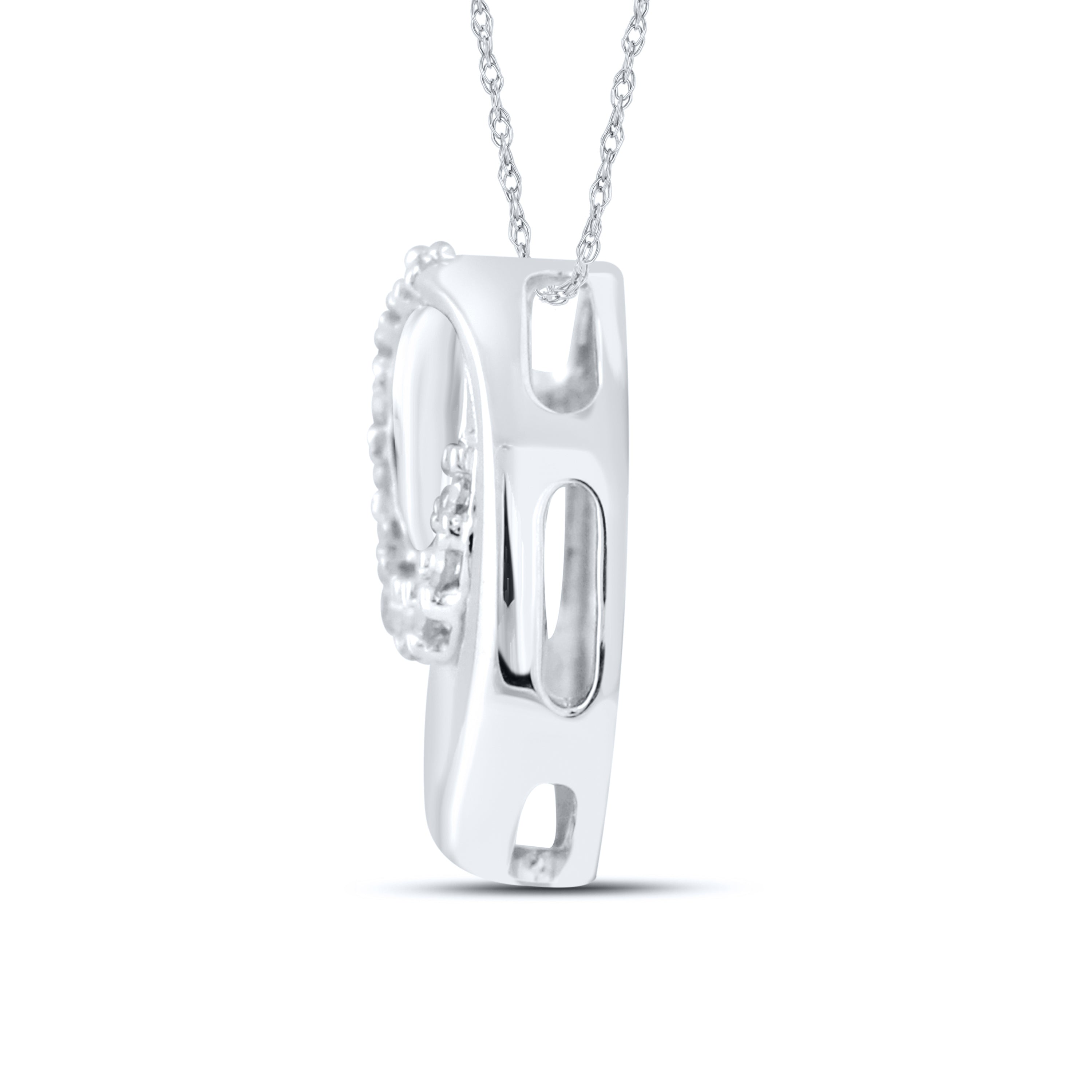 10kt White Gold 0.10 CTW Natural Diamond  Pendant with 18-inch Chain