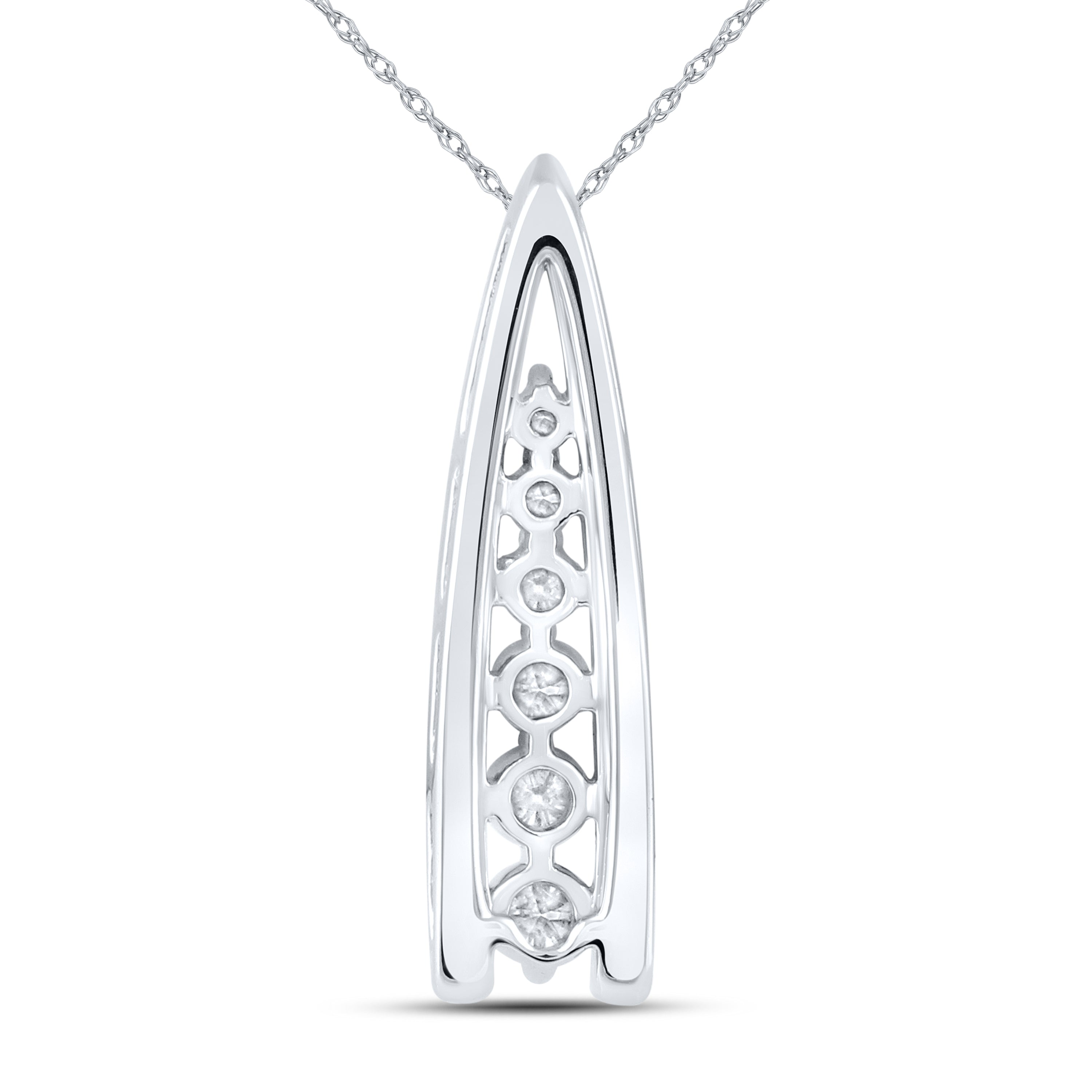 14kt White Gold 0.40 CTW Natural Diamond  Pendant with 18-inch Chain