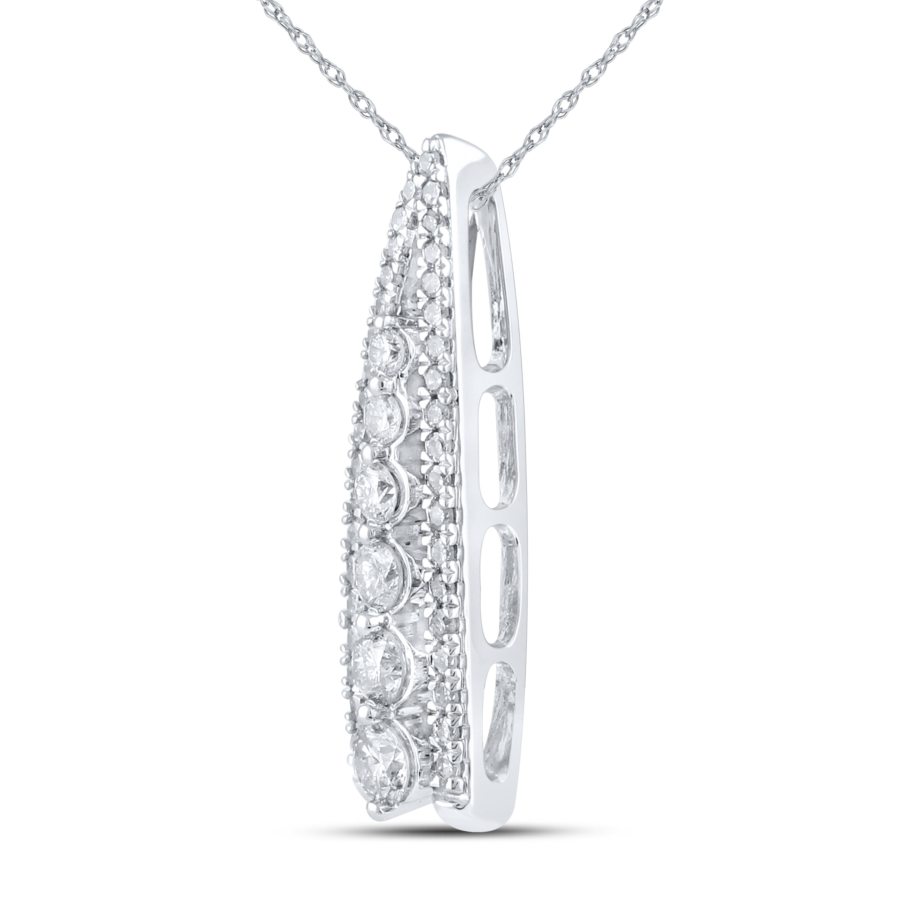 14kt White Gold 0.40 CTW Natural Diamond  Pendant with 18-inch Chain