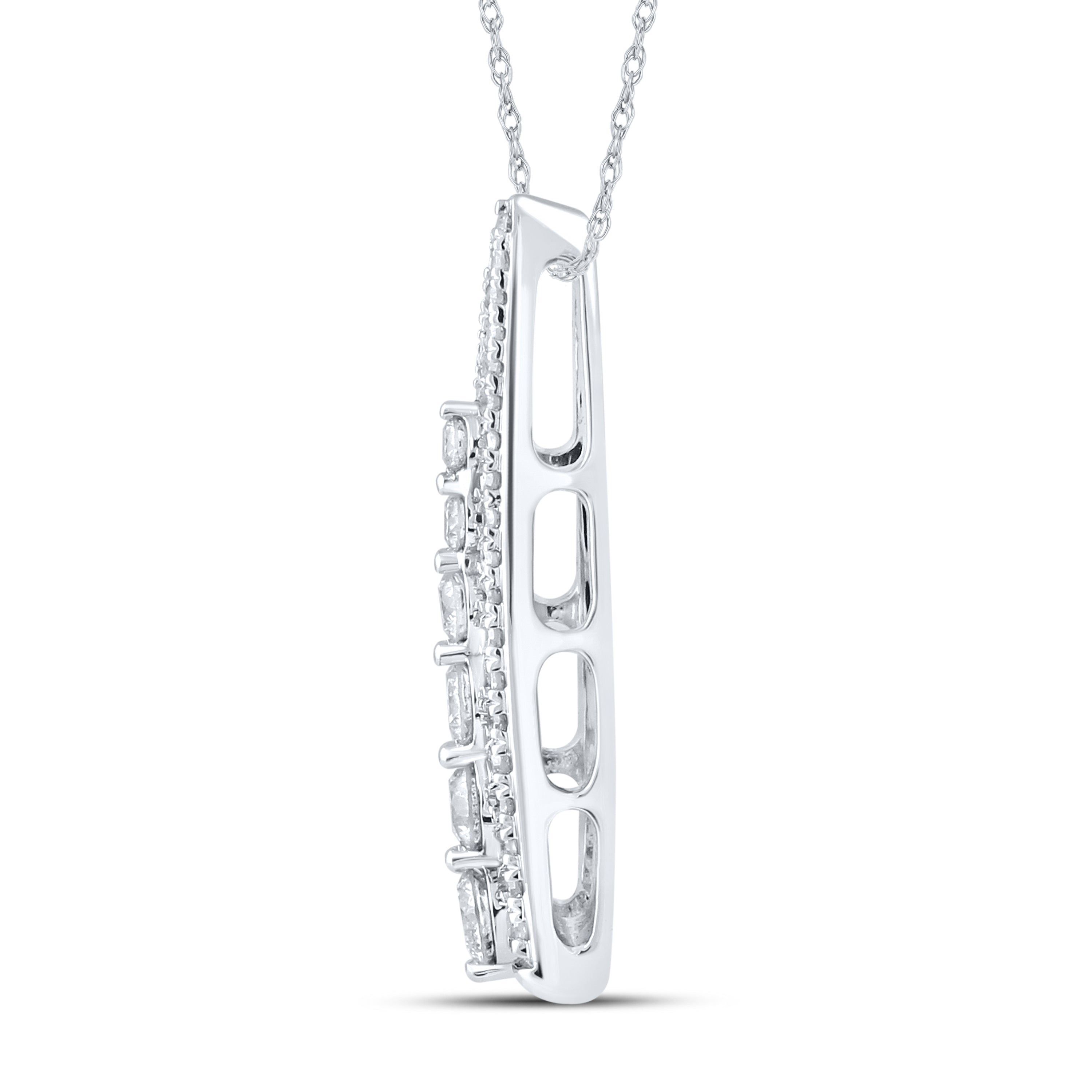 14kt White Gold 0.40 CTW Natural Diamond  Pendant with 18-inch Chain