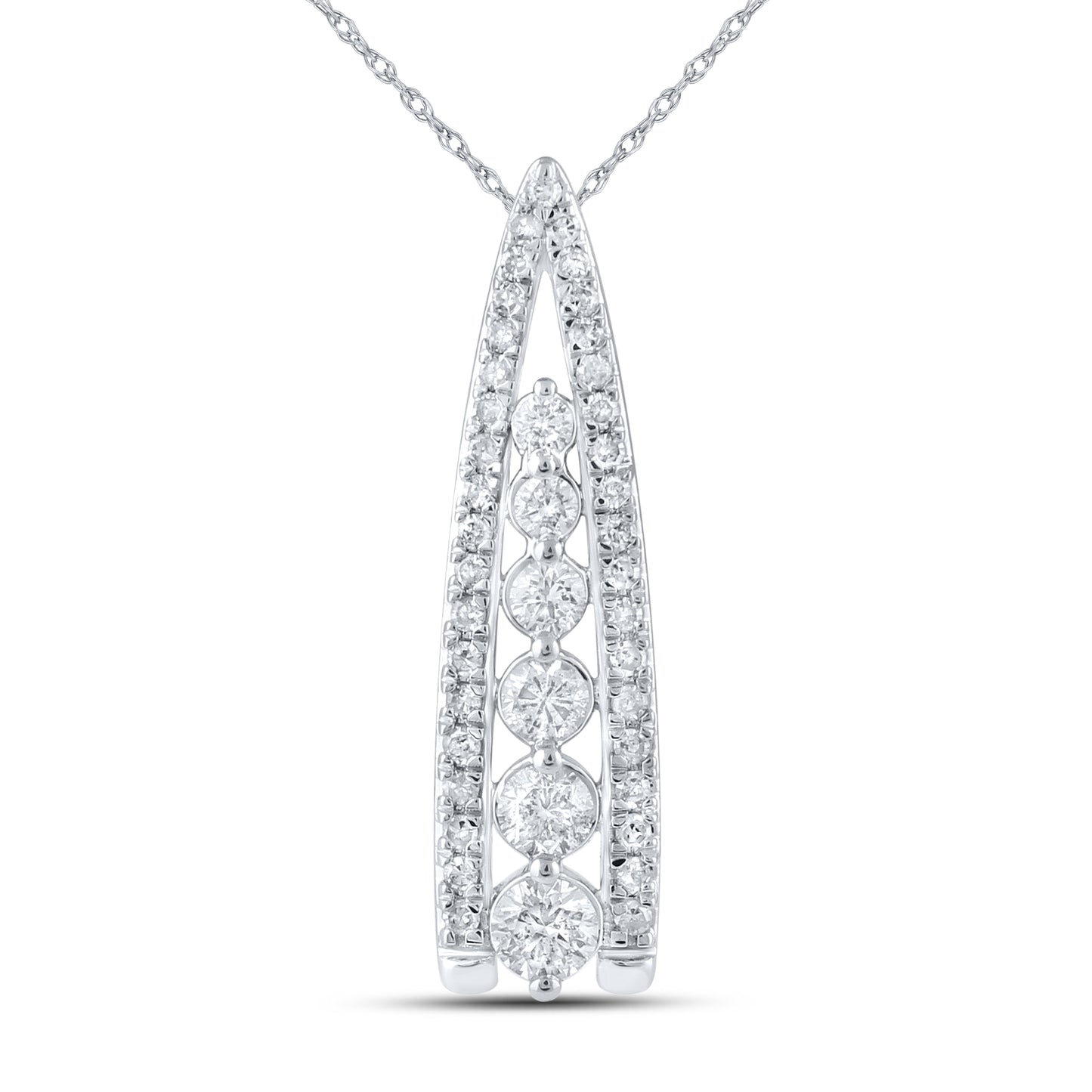 14kt White Gold 0.40 CTW Natural Diamond  Pendant with 18-inch Chain