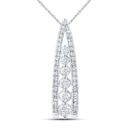 14kt White Gold 0.40 CTW Natural Diamond  Pendant with 18-inch Chain