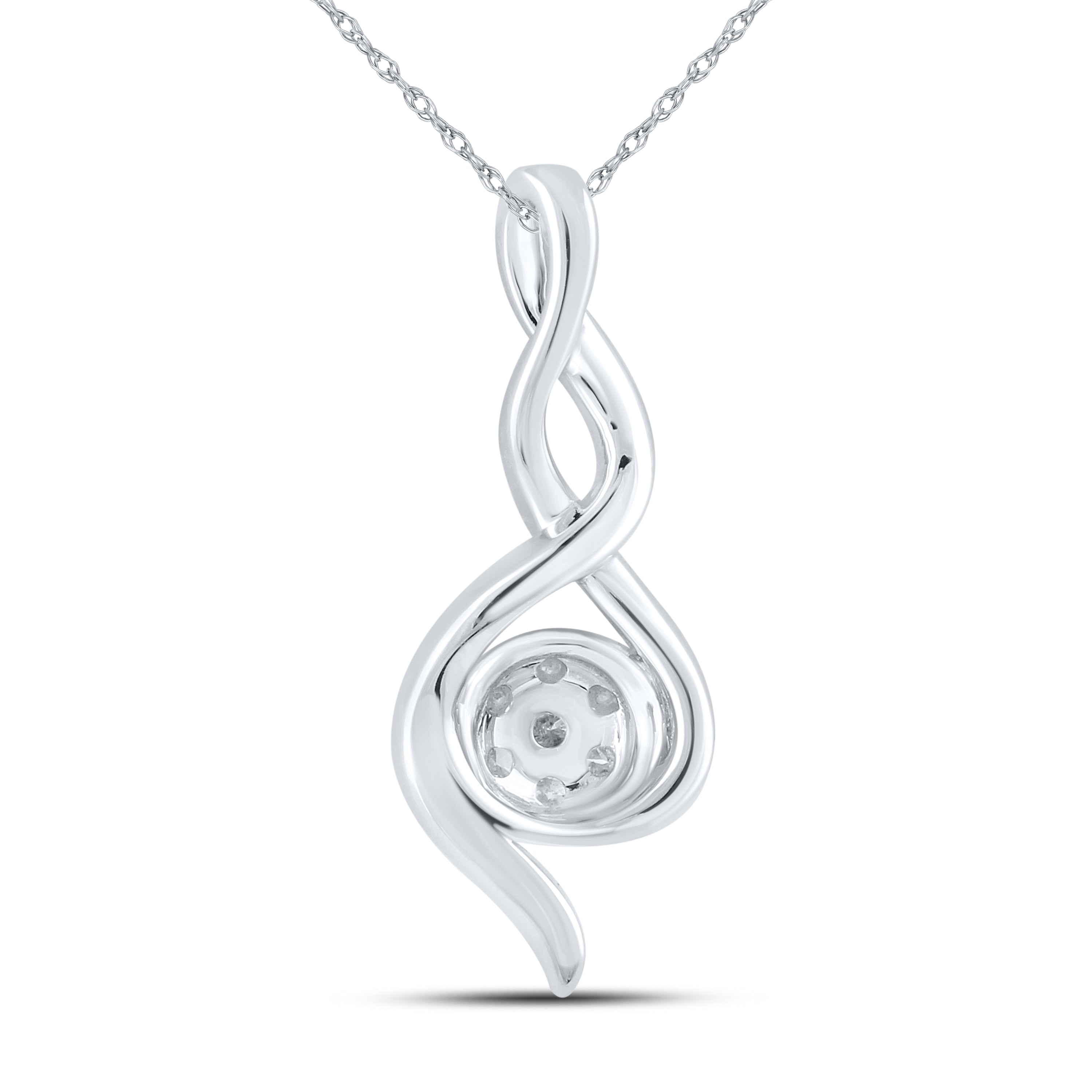 14kt White Gold 0.25 CTW Natural Diamond  Pendant with 18-inch Chain