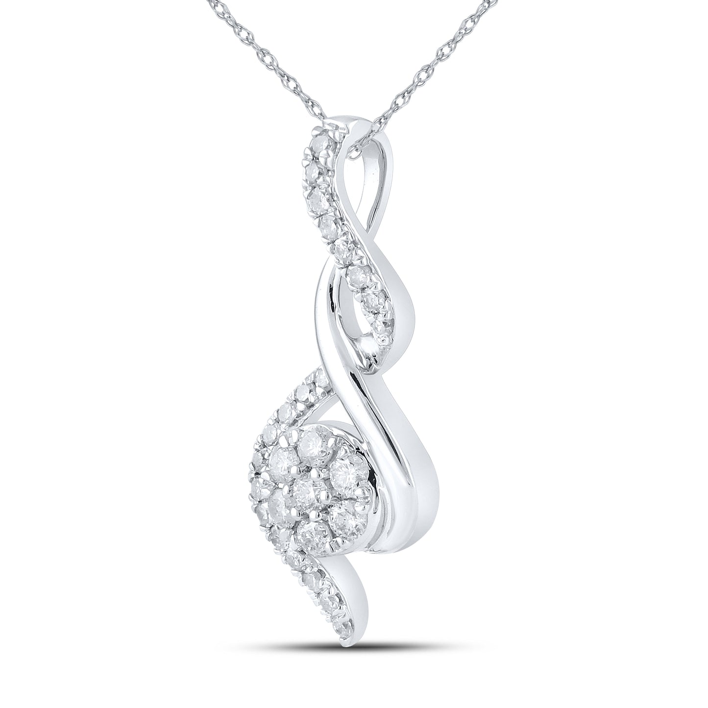 14kt White Gold 0.25 CTW Natural Diamond  Pendant with 18-inch Chain