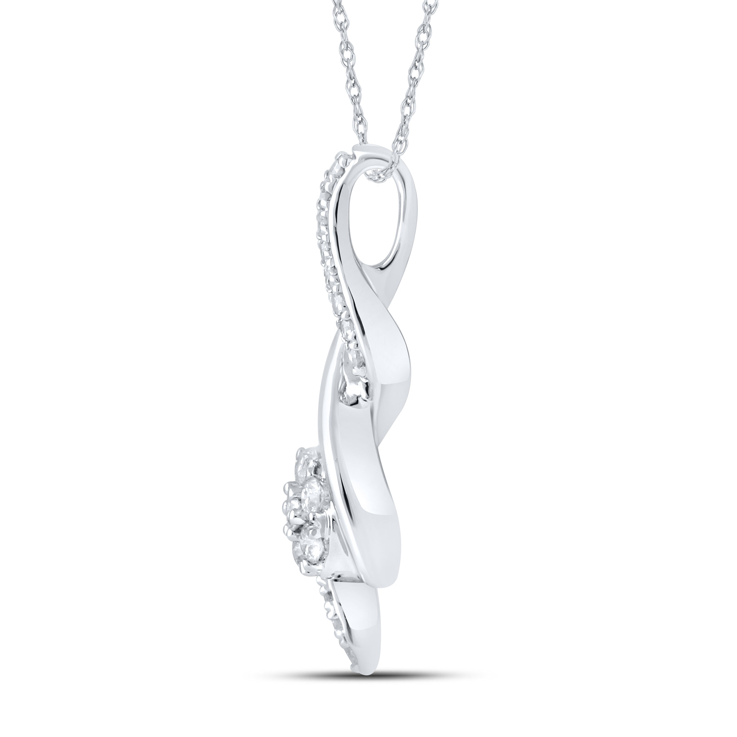 14kt White Gold 0.25 CTW Natural Diamond  Pendant with 18-inch Chain