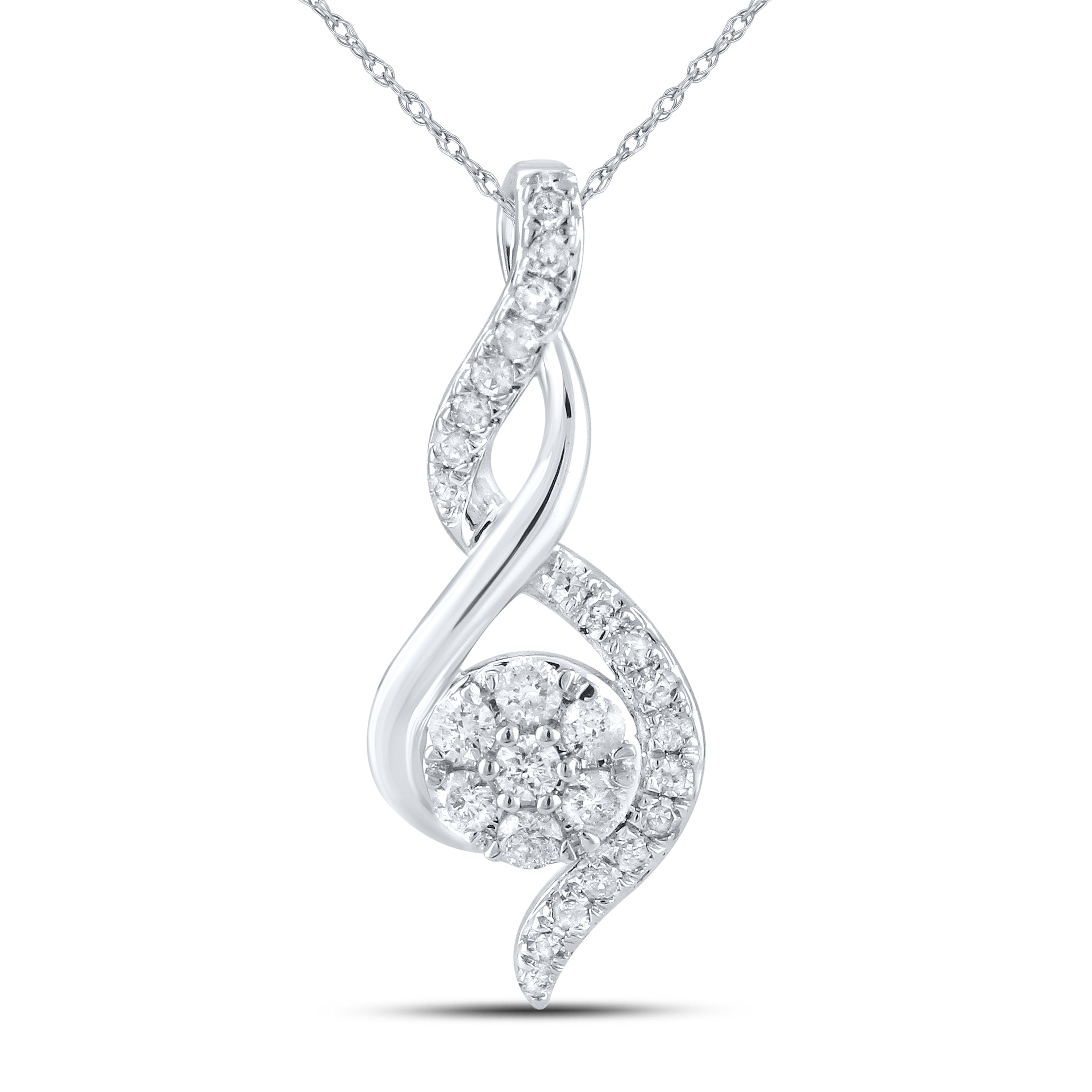 14kt White Gold 0.25 CTW Natural Diamond  Pendant with 18-inch Chain