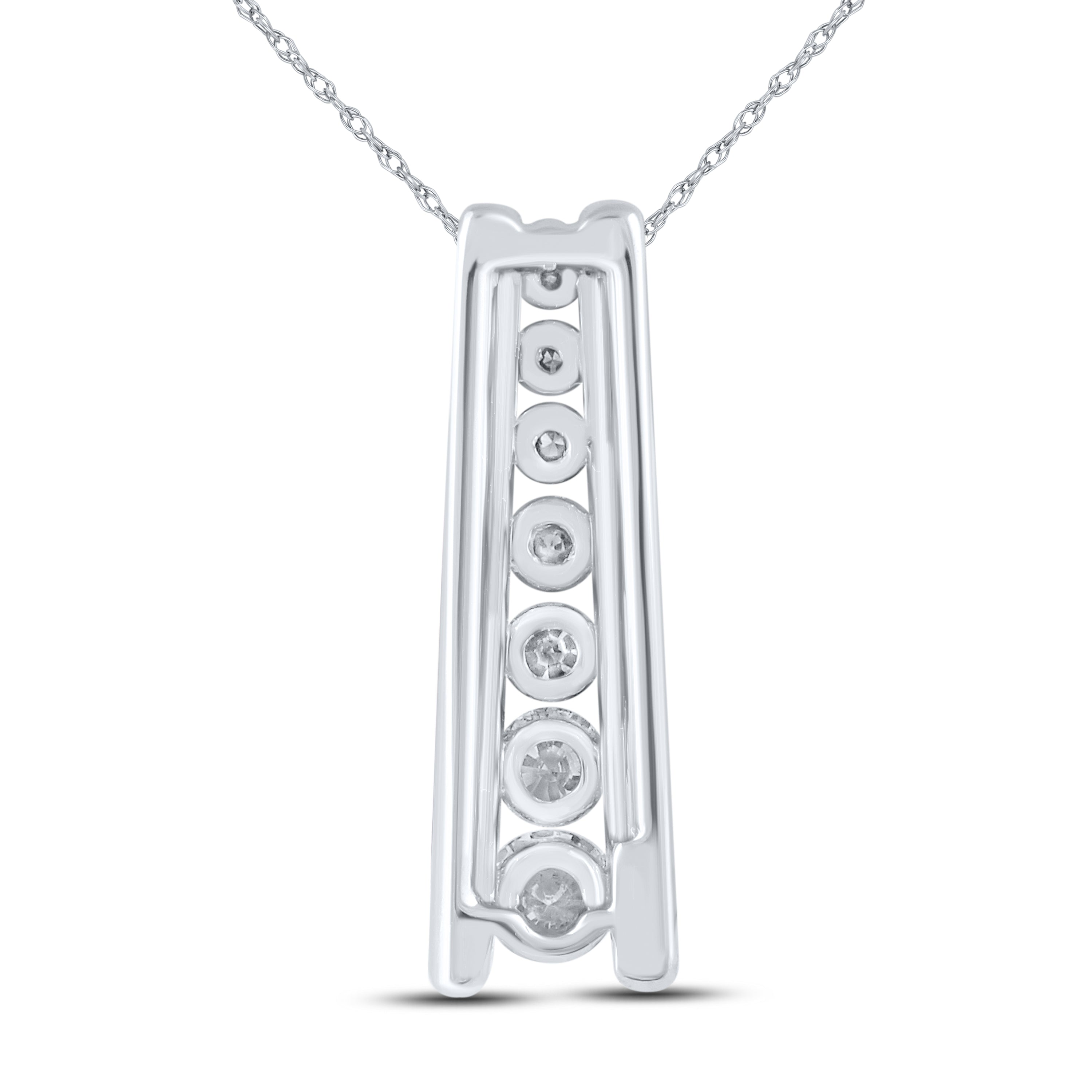 14kt White Gold 0.50 CTW Natural Diamond  Pendant with 18-inch Chain