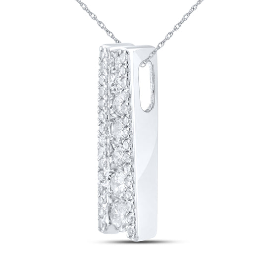14kt White Gold 0.50 CTW Natural Diamond  Pendant with 18-inch Chain