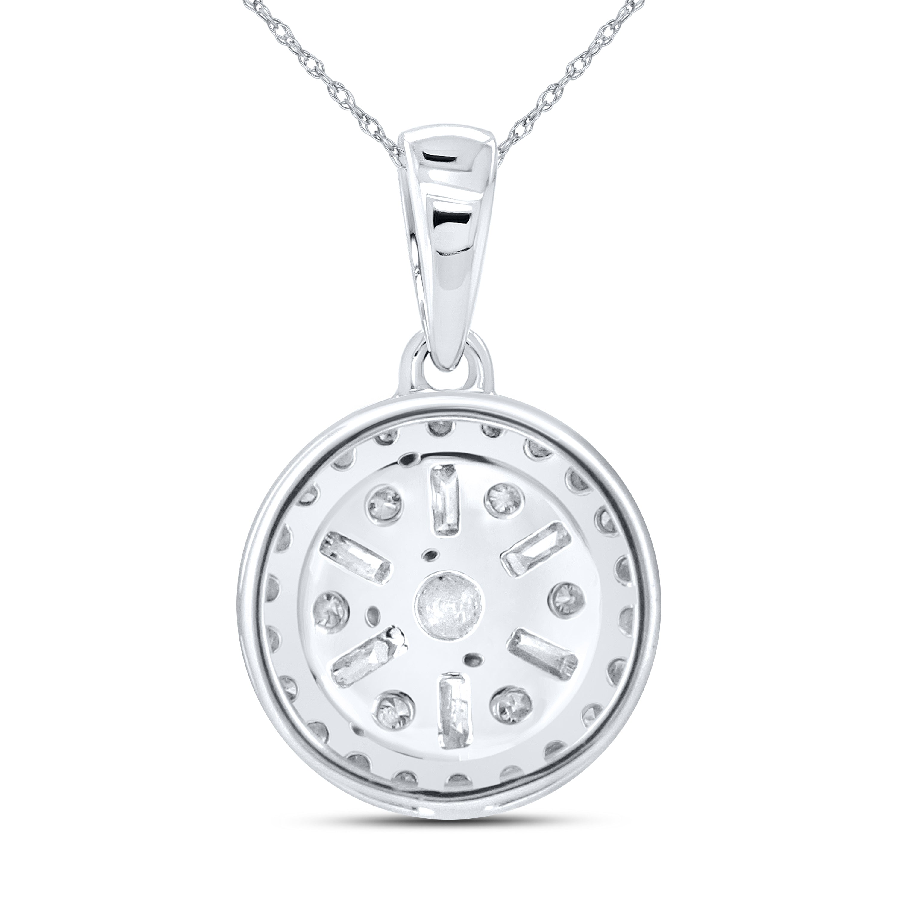 10kt White Gold 0.33 CTW Natural Diamond  Pendant with 18-inch Chain