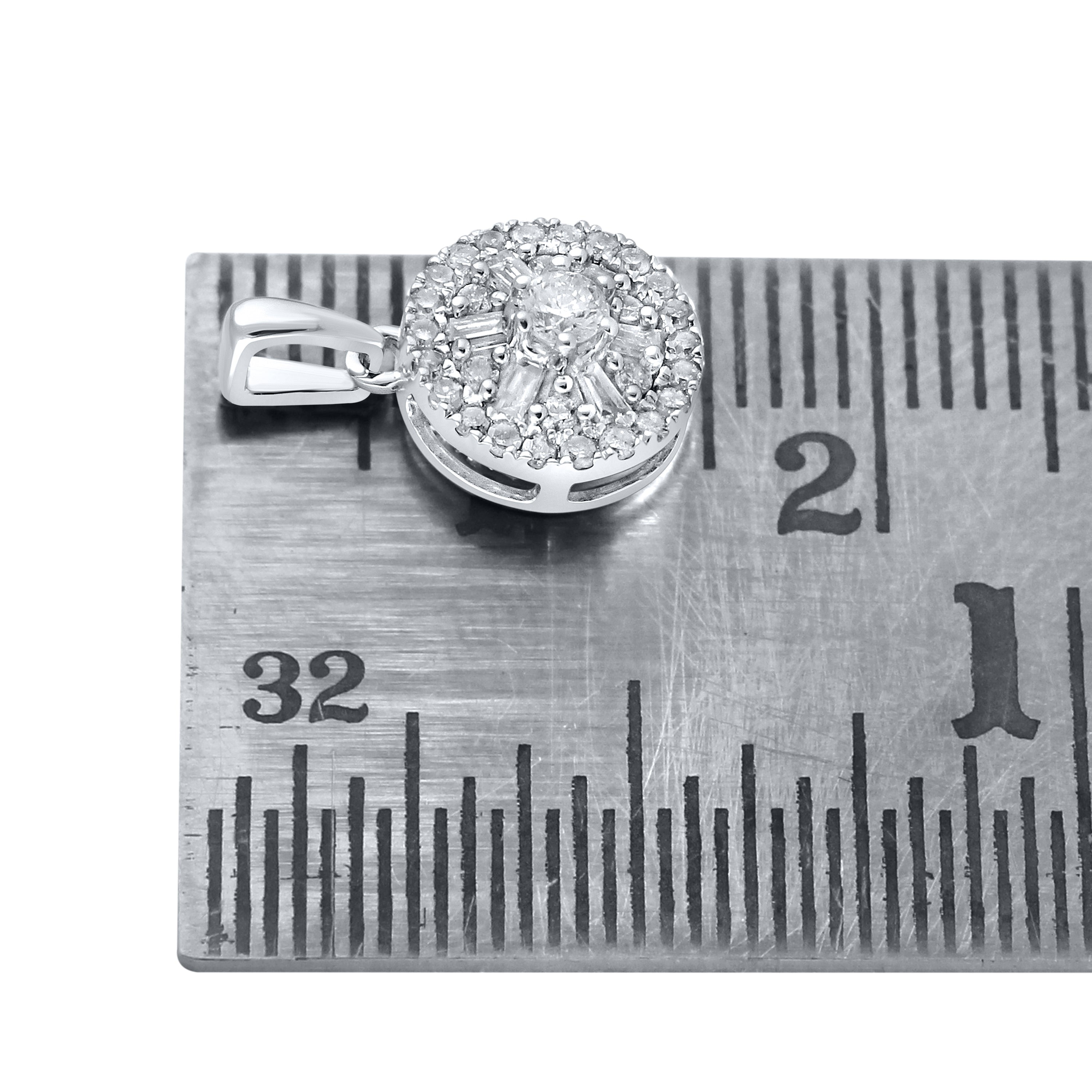 10kt White Gold 0.33 CTW Natural Diamond  Pendant with 18-inch Chain