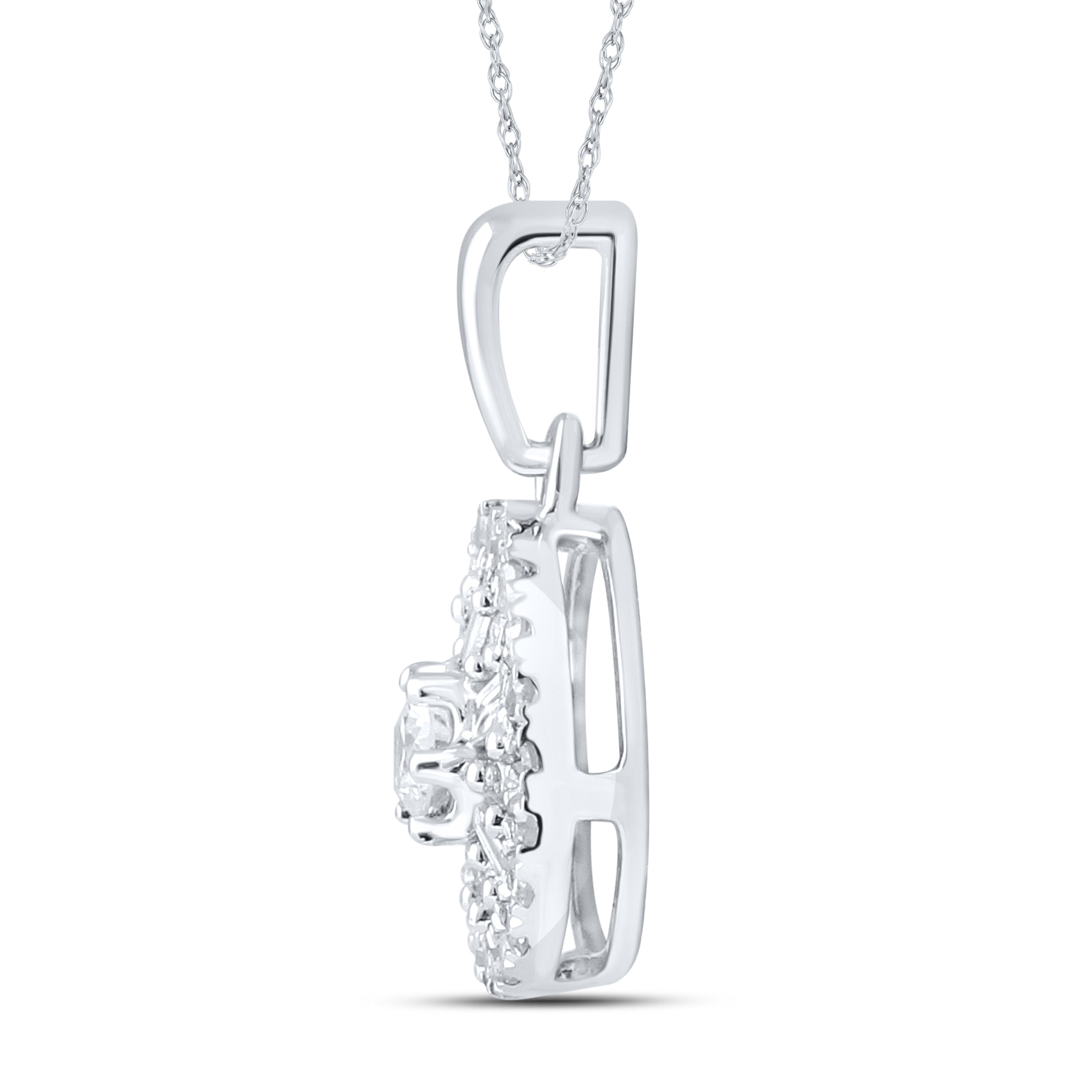 10kt White Gold 0.33 CTW Natural Diamond  Pendant with 18-inch Chain