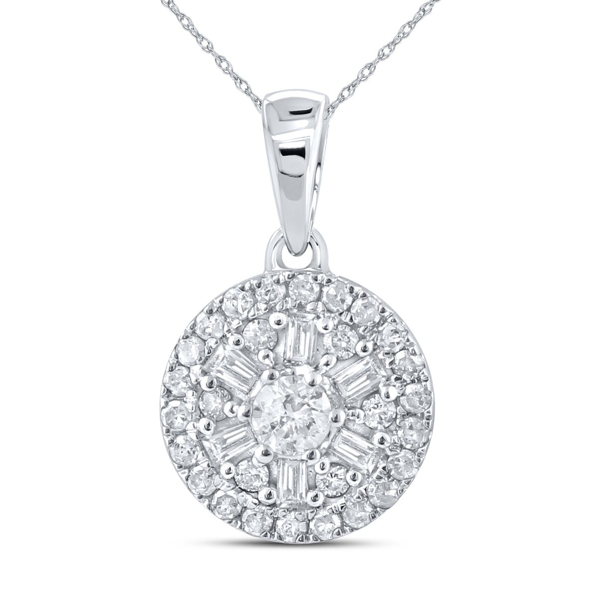 10kt White Gold 0.33 CTW Natural Diamond  Pendant with 18-inch Chain
