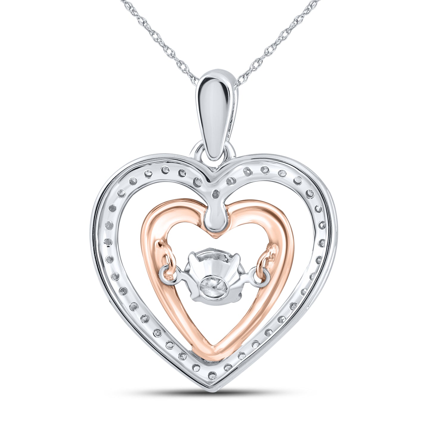 10kt White & Rose Gold 0.50 CTW Natural Diamond Pendant with 18 inch Chain