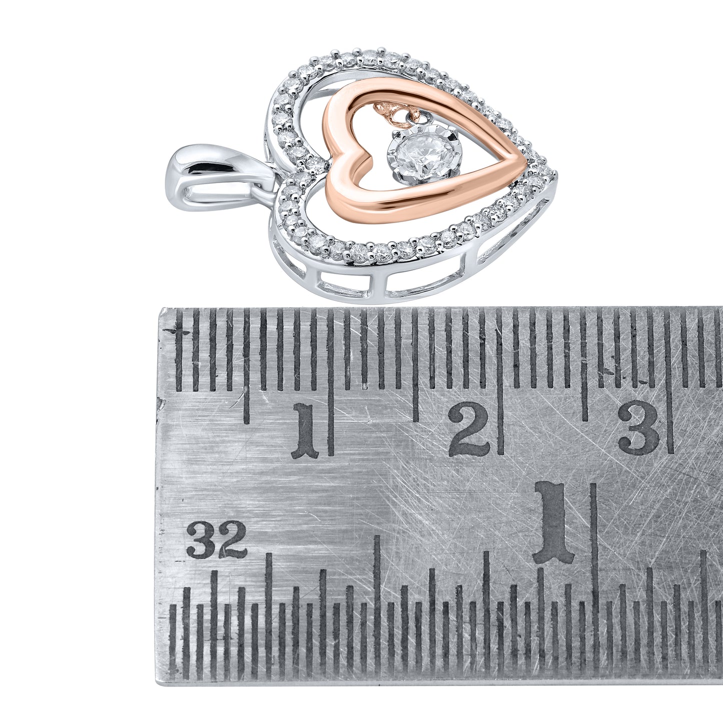 10kt White & Rose Gold 0.50 CTW Natural Diamond Pendant with 18 inch Chain