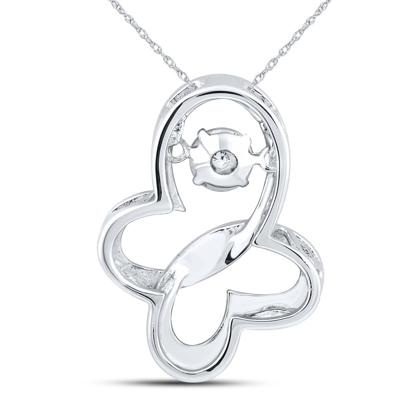 10kt White Gold 0.10 CTW Natural Diamond  Pendant with 18-inch Chain