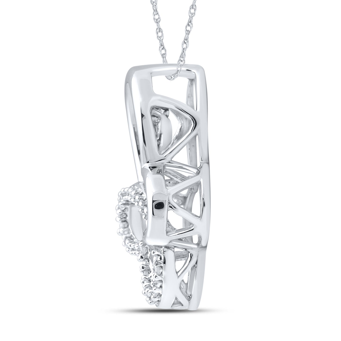 10kt White Gold 0.10 CTW Natural Diamond  Pendant with 18-inch Chain