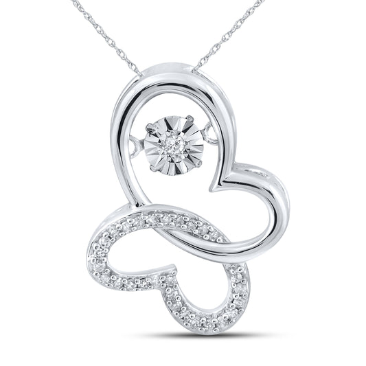 10kt White Gold 0.10 CTW Natural Diamond  Pendant with 18-inch Chain