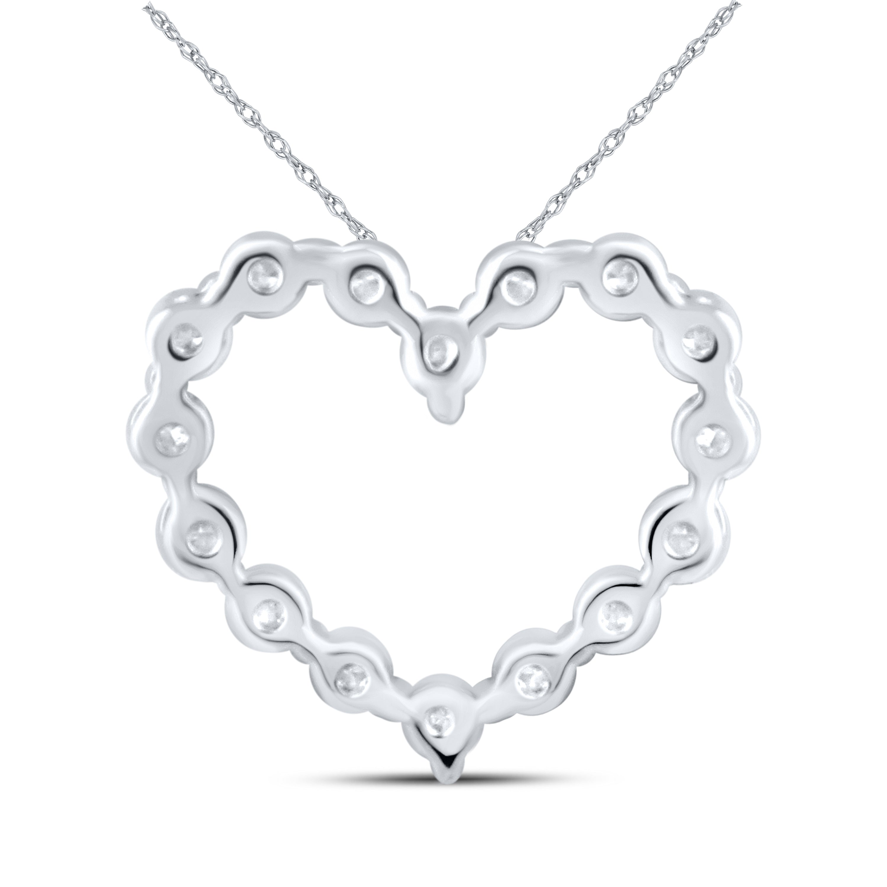 10kt White Gold 0.33 CTW Natural Diamond  Pendant with 18-inch Chain