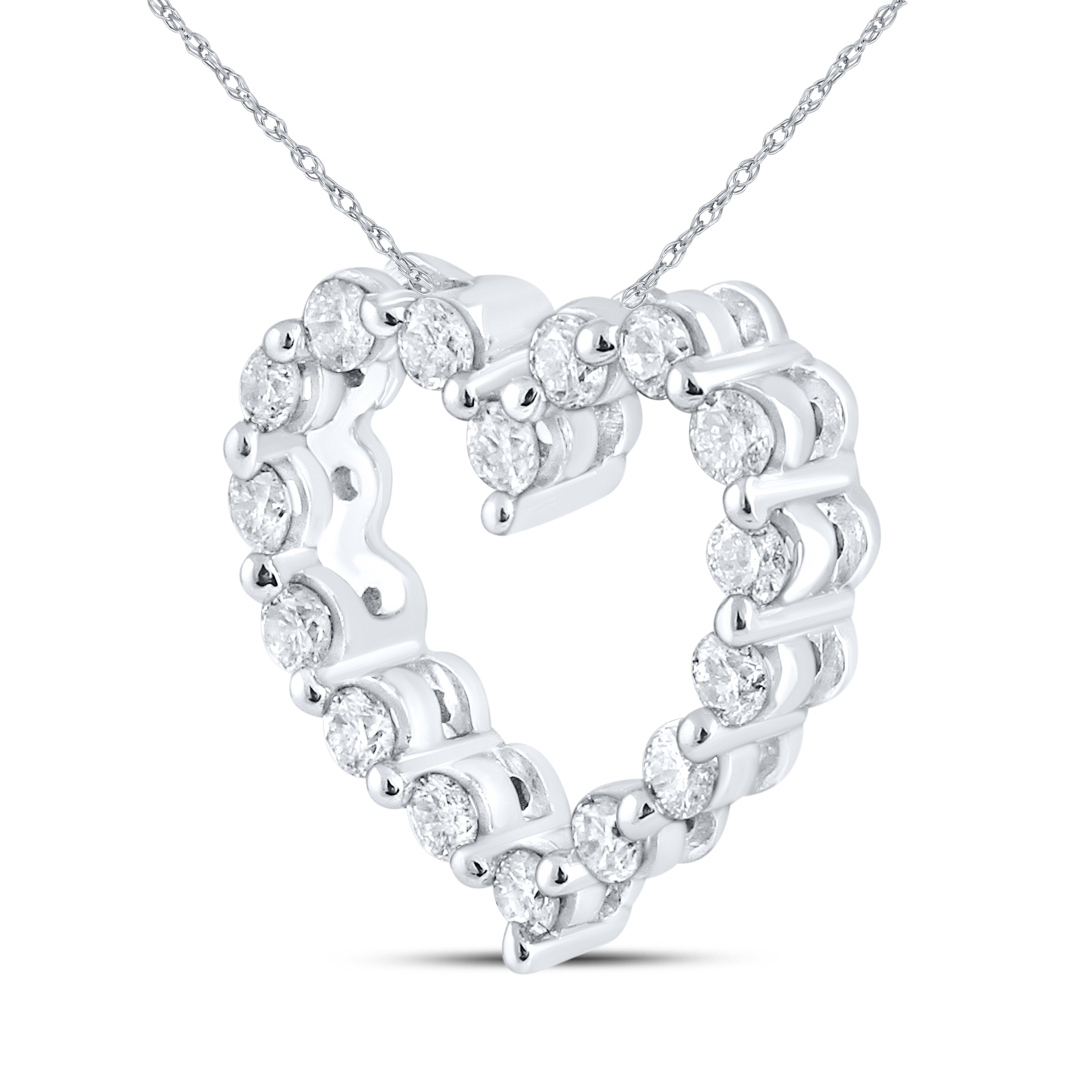 10kt White Gold 0.33 CTW Natural Diamond  Pendant with 18-inch Chain
