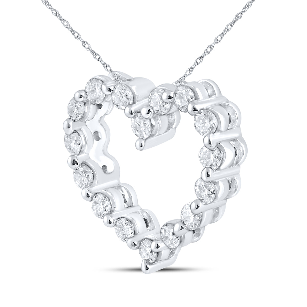 10kt White Gold 0.33 CTW Natural Diamond  Pendant with 18-inch Chain